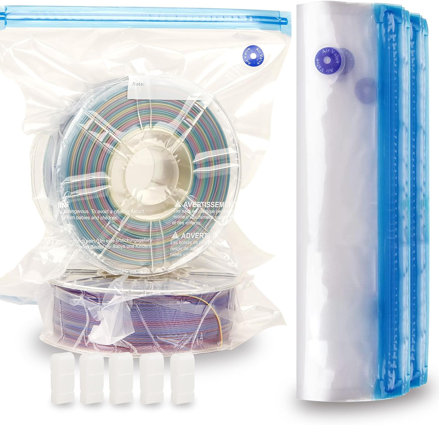 LVVJ3D Filament Storage Bags 30Pcs, plus Sie 3D Printer Filament Storage Bags Vacuum Sealed Kit, Perfect for 3D Printer Filament Storage and Keep Filament Dry image number 1