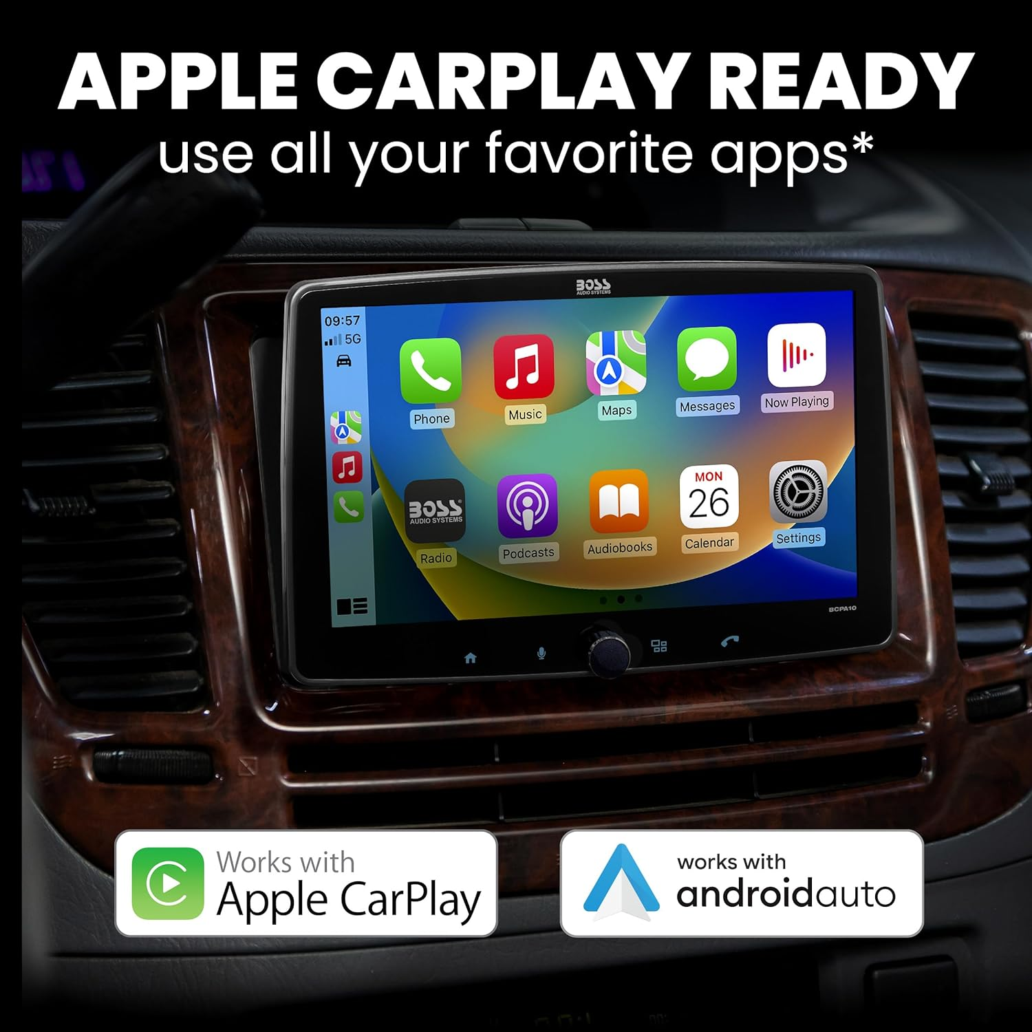 BOSS Audio Systems BCPA10RC Car Stereo - Apple Carplay, Android Auto, 10.1 Inch Single Din, Touchscreen, Bluetooth Audio and Calling, No CD DVD Player, Backup Camera, Radio Receiver image number 4