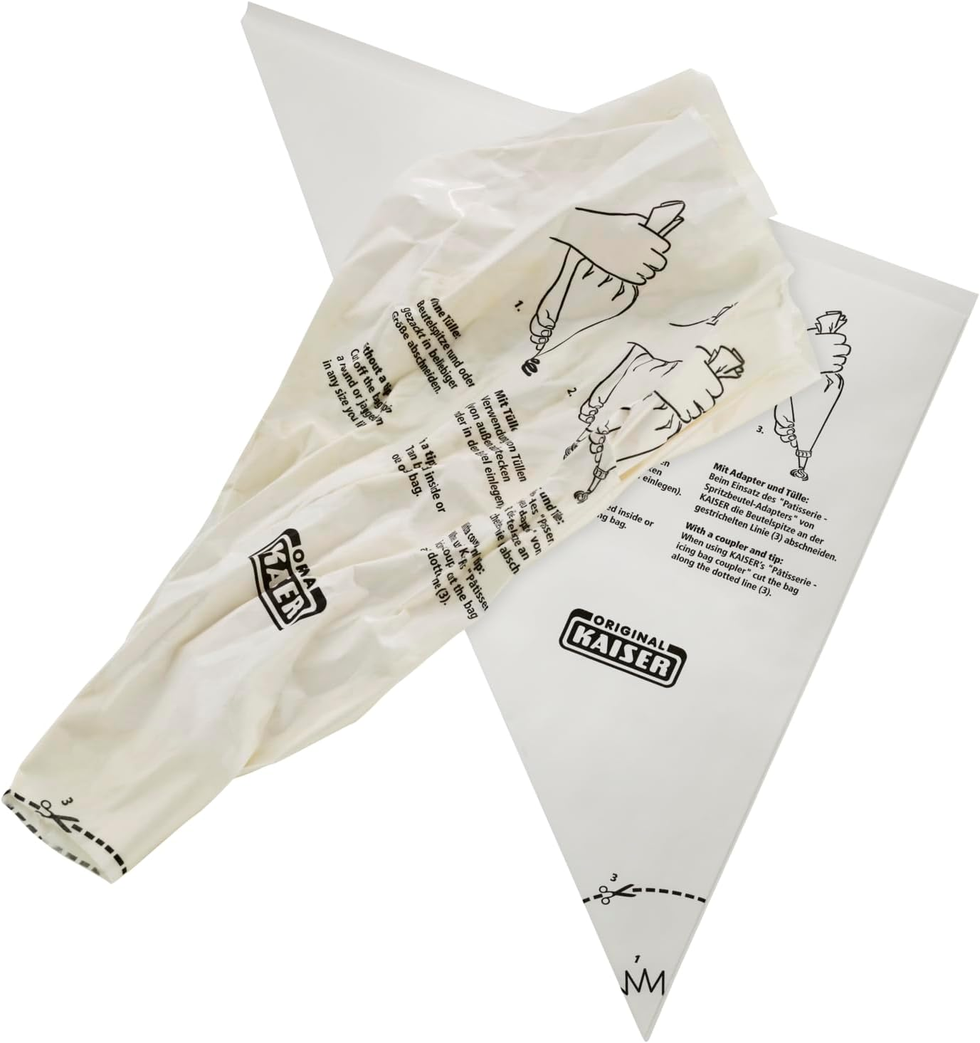 KAISER P&acirc;tisserie Single-Use Icing Bags, Set of 6, Made of Plastic-Coated Special Paper, Hygienic Single Use, Cutting Guide