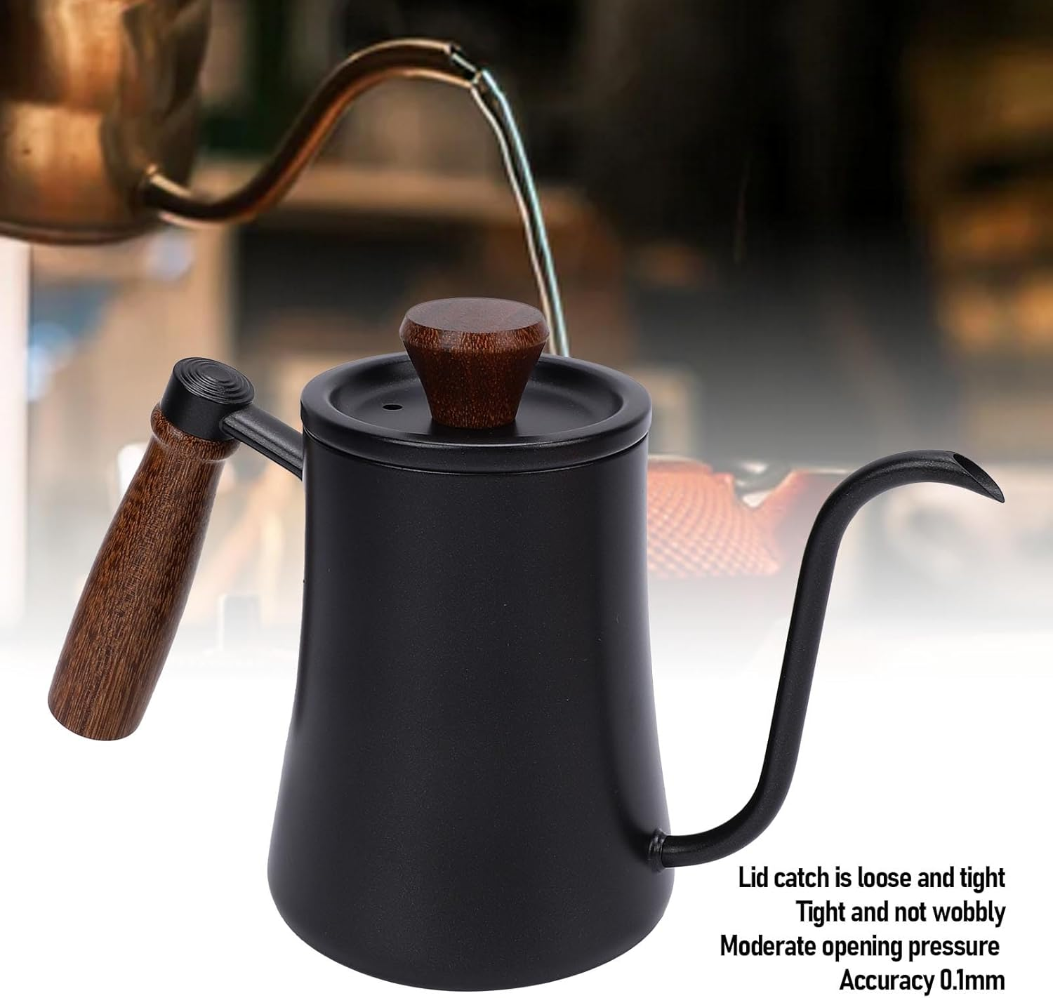 Yduupxe Pour over Kettle, 500Ml 304 Stainless Steel Gooseneck Spout Coffee Kettle with Scale Wooden Handle for Home Camping Barista Coffee Tea Brewing image number 3