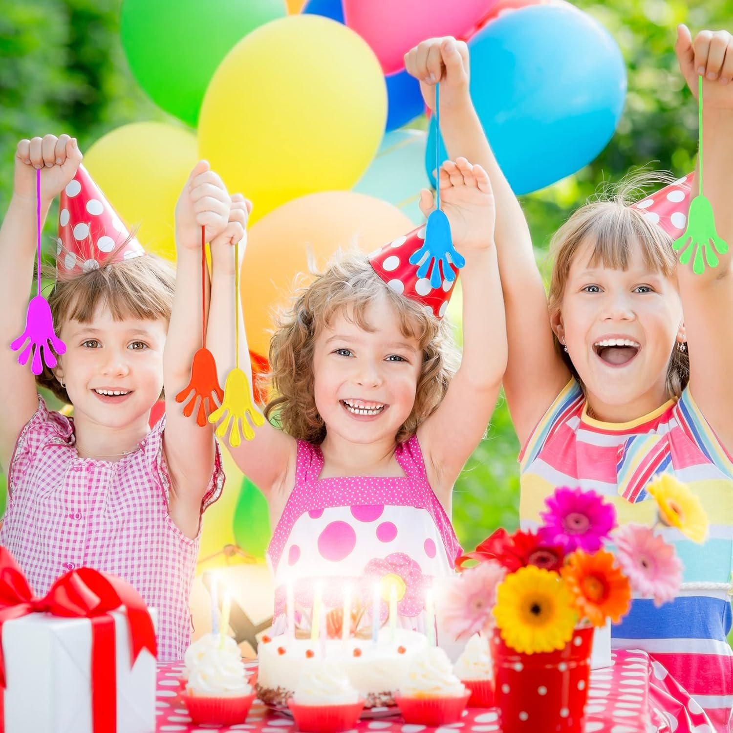 24 Pack Sticky Hands Stretchy Sticky Sensory Toys for Birthday Party Favors, Party Bag Fillers, Random Color image number 1