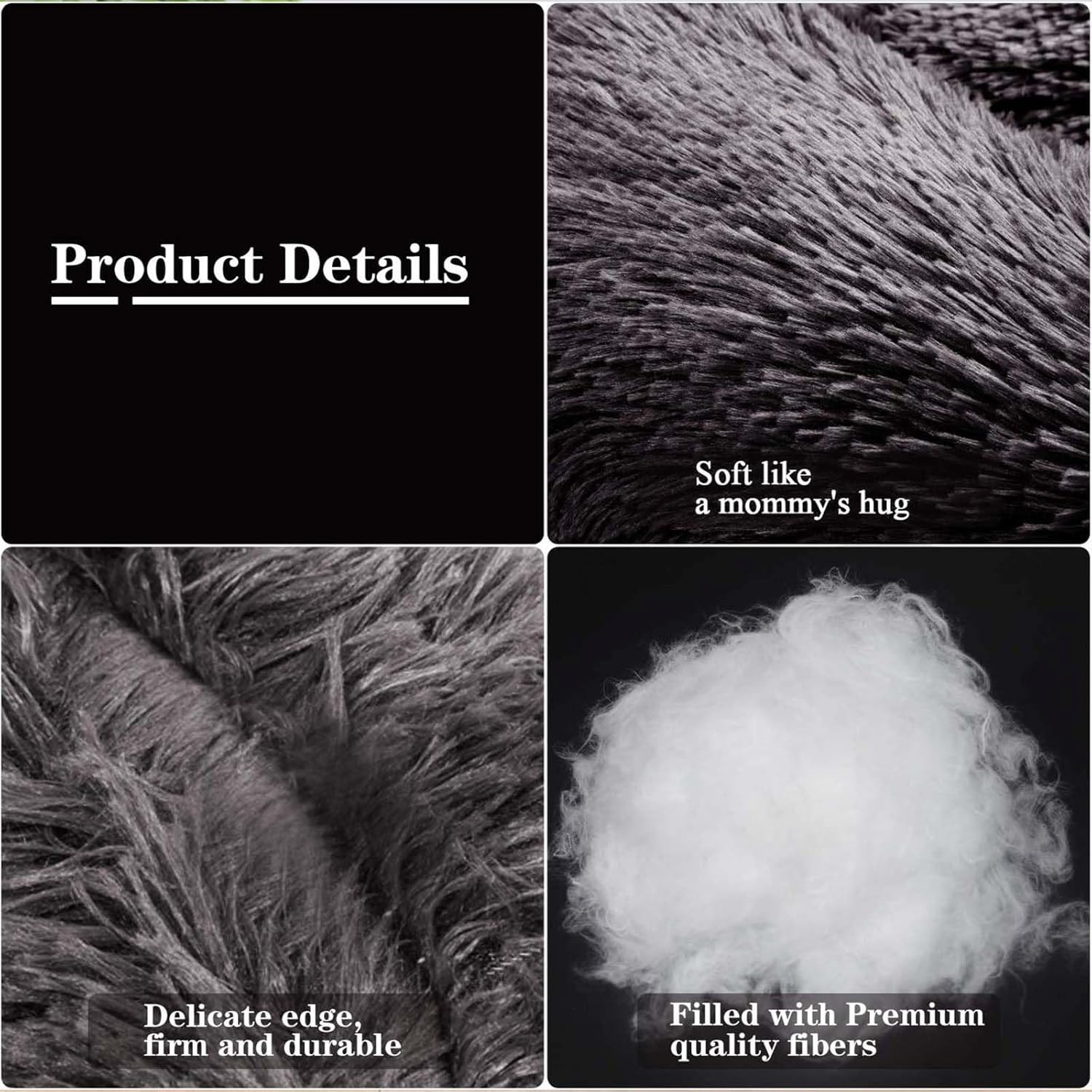 Calming Dog Bed for Small Medium Dogs,80Cm Anti-Anxiety Donut Dog Cat Cuddler Bed Machine Washable Fluffy Luxury Anti-Slip Waterproof Mute Base Warming Cozy Soft Pet round Bed-Black image number 4