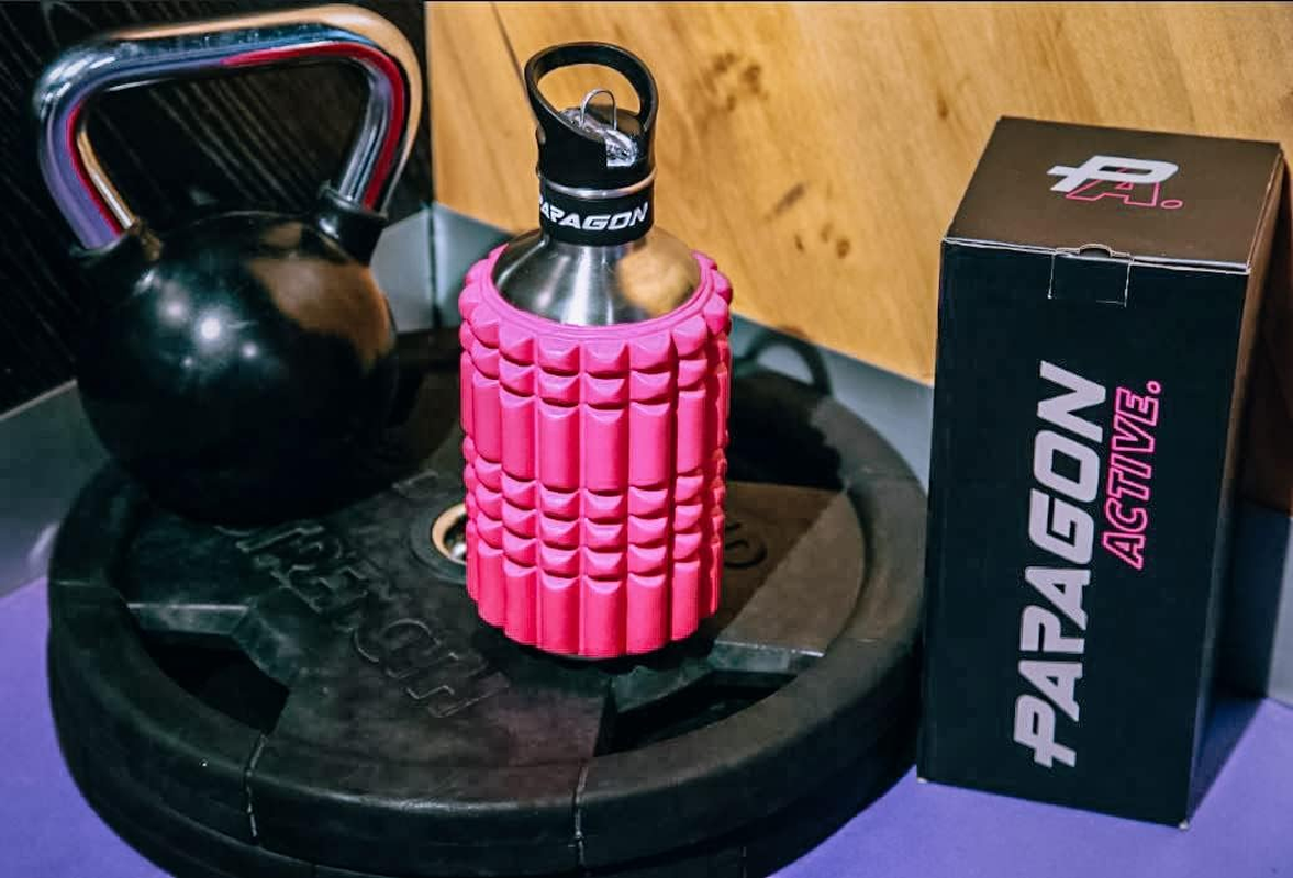 Foam Roller Water Bottle 1.2L / 40Oz Stainless Steel with Drinking Straw by Paragon Active image number 2