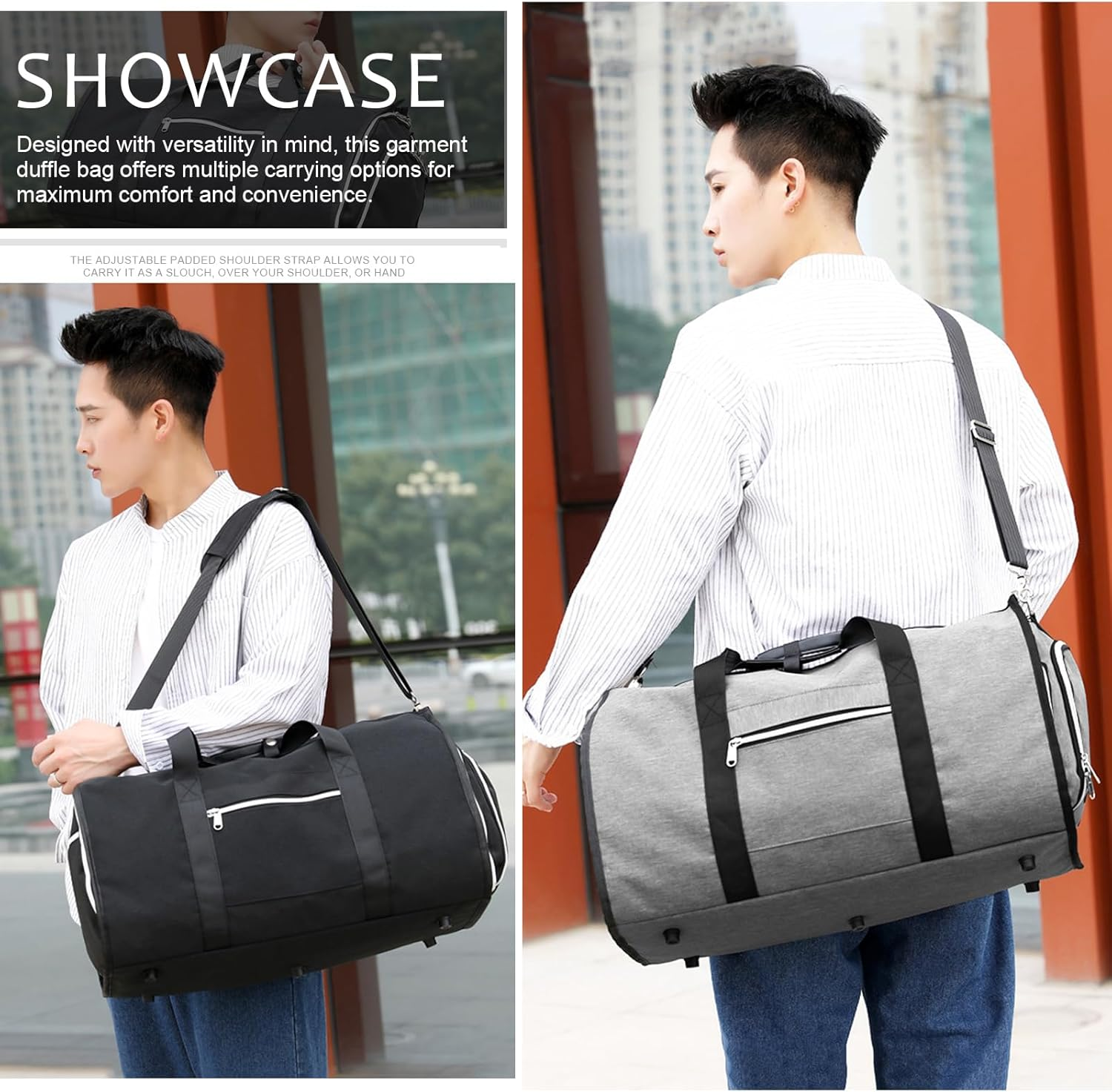 Garment Bag for Travel, Convertible Garment Duffel Bag with Shoes Compartment, 3 in 1 Waterproof Hanging Suitcase Suit Travel Bags Weekender Bag, Large Travel Duffel Bag for Men Women (Black) image number 3