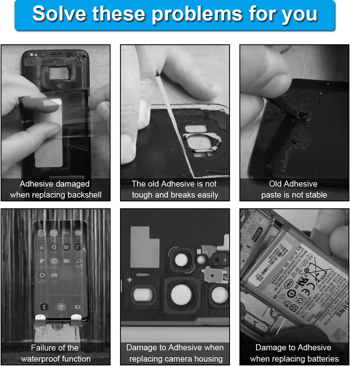 ZHUROUPU Back Battery Door Cover Adhesive Tape for Samsung Galaxy S23 Ultra 5G SM-S918B, Battery Cover Waterproof Film Adhesive for Samsung Galaxy S23 Ultra SM-S918U S918W S918E (2 PCS) with Tools - For Samsung Galaxy Note 20 Ultra image number 7