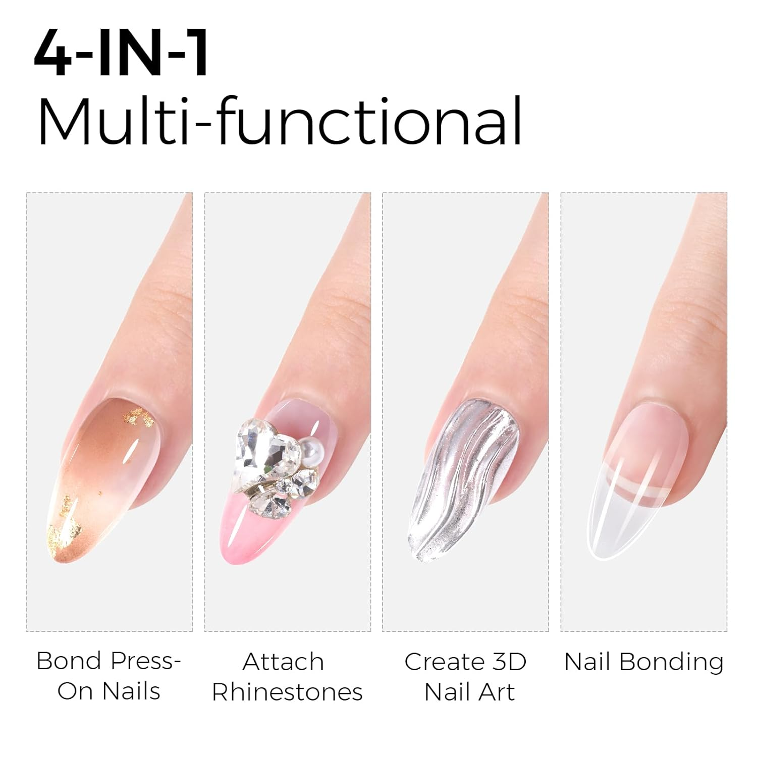 TOMICCA Nail Glue Nail Adhesive 30G Nail Tip Glue, Upgraded Gummy Gel for Fake Nails, Super Strong Hardening Gel Nail Glue Long Lasting for Carving, Decorative Nail Design and DIY Nails image number 5