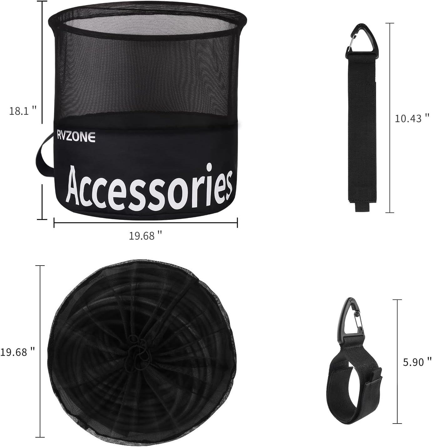 RV Hose Bag, Waterproof RV Hose Bag Organizer, Camper Accessories RV Equipment Storage Utility Bag for Sewer Hoses, Fresh/Black Water Hoses and Electrical Cords - Black image number 5