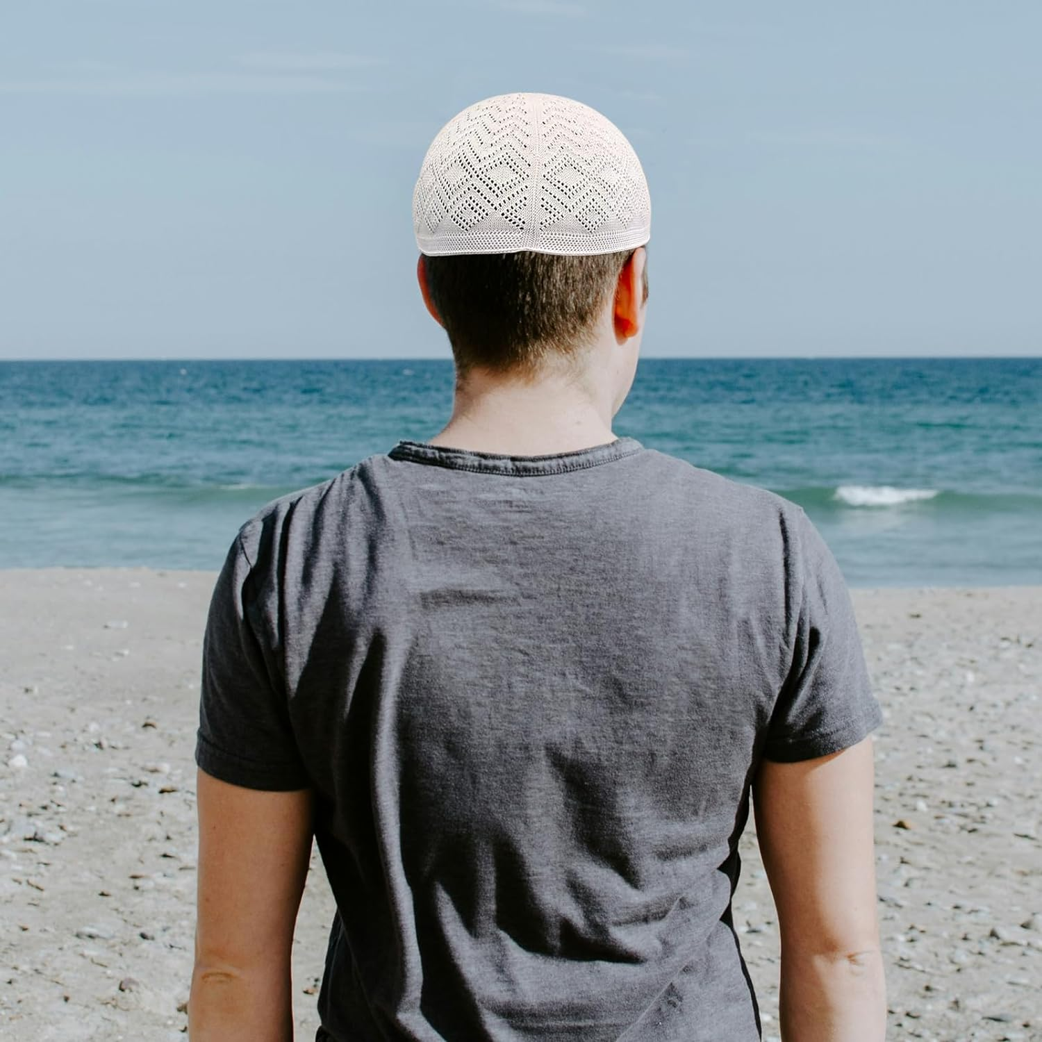 TRADERPLUS Turkish Muslim Kufi Hats for Men, Islamic Muslim Knitting Kufi Topi Prayer Hat White image number 3