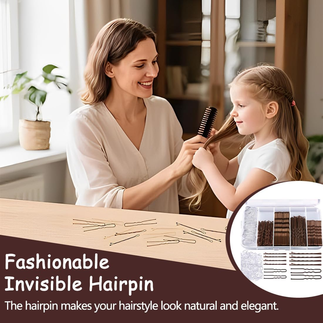 Hair Pins, Pack of 500 Hair Pins, Bobby Pins Set, Metal Hair Clips, Women'S Hair Accessories, French U Hair Clips, Transparent Hair Scrunchie with Storage Box for Women and Girls image number 5