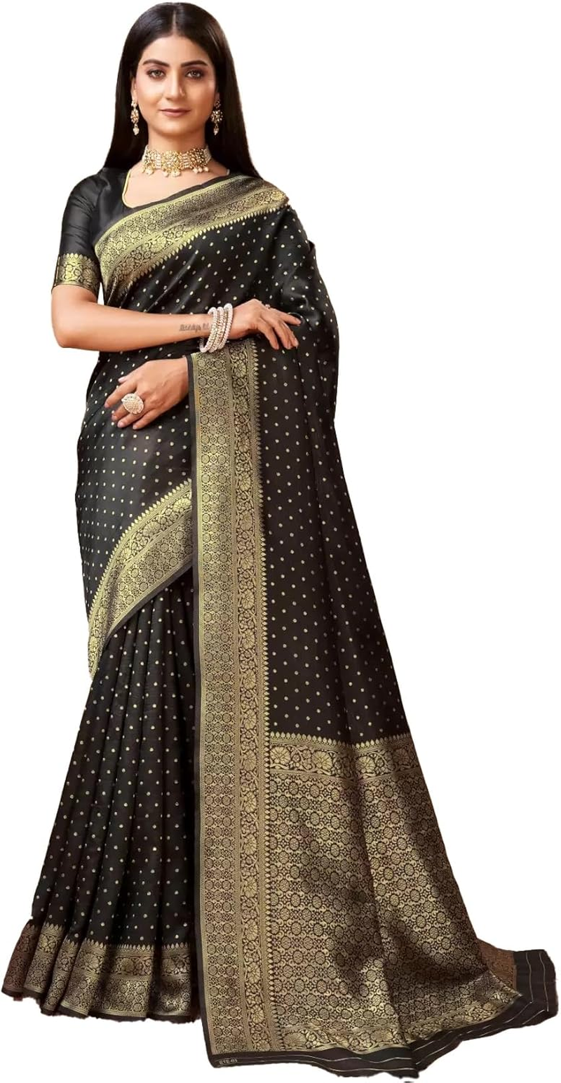 Sugathari Women'S Banarasi Saree Pure Kanjivaram Silk Saree Soft New Ladies 2023 Design Wear Pattu Sarees Latest Cotton Party Sari Collections with Blouse Piece for Wedding Sadi (SAM PARI-113)