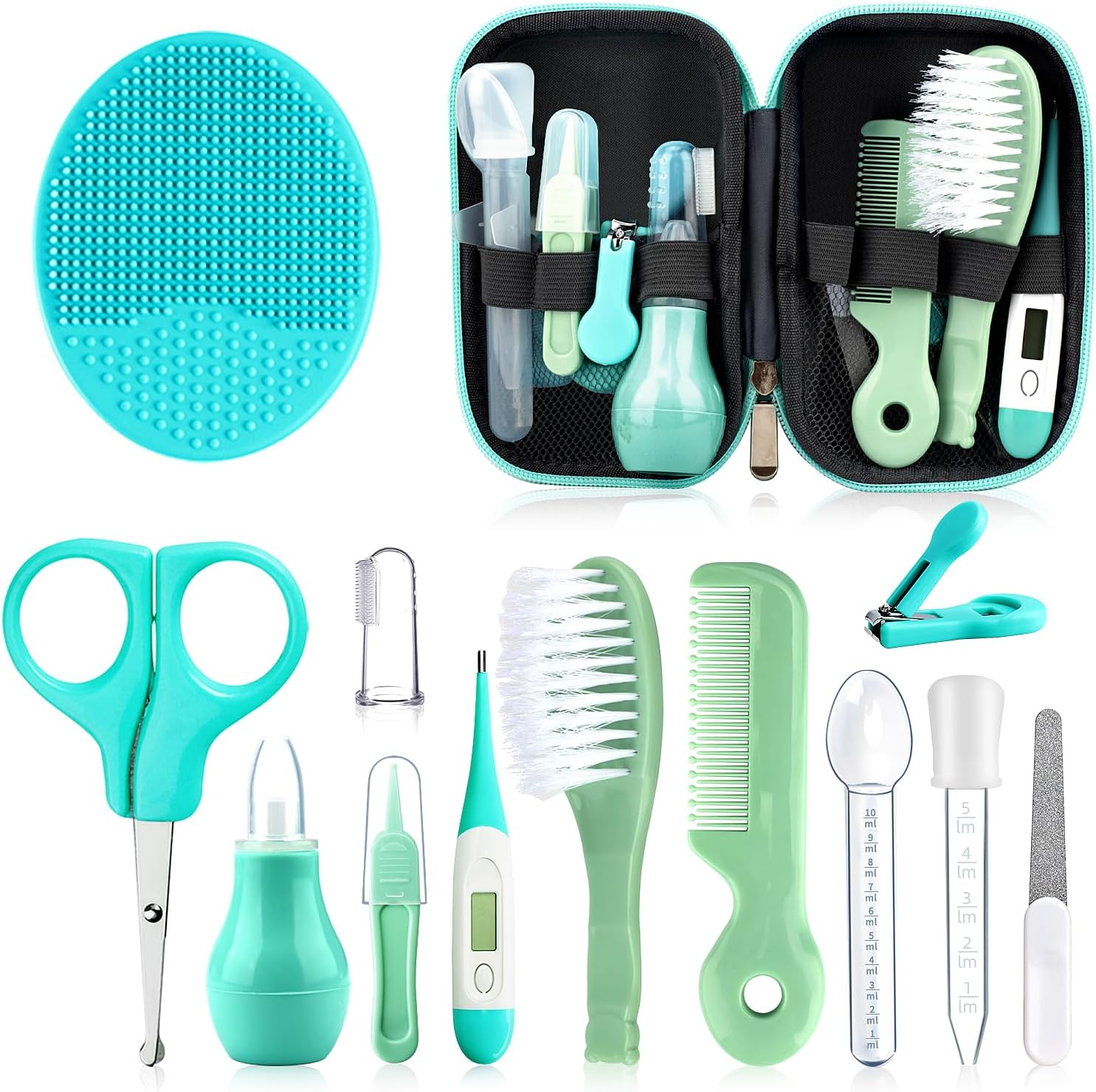 Baby Grooming Kit, Infant Safety Care Set with Hair Brush Comb Nail Clipper Nasal Aspirator Ear Cleaner,Baby Essentials Kit for Newborn Girls Boys