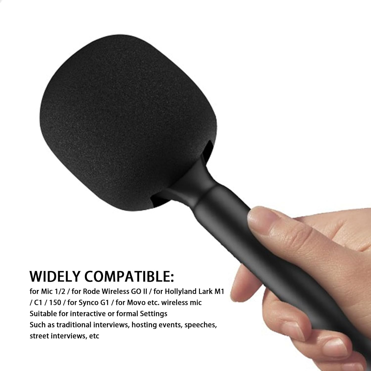 Microphone Interview Handle, Lightweight Interview Microphone Adapter with Windshield Foams, Integrated Cold Shoe Clamp, for MIC 1 and 2, for Rode Wireless GO II, for Hollyland image number 6