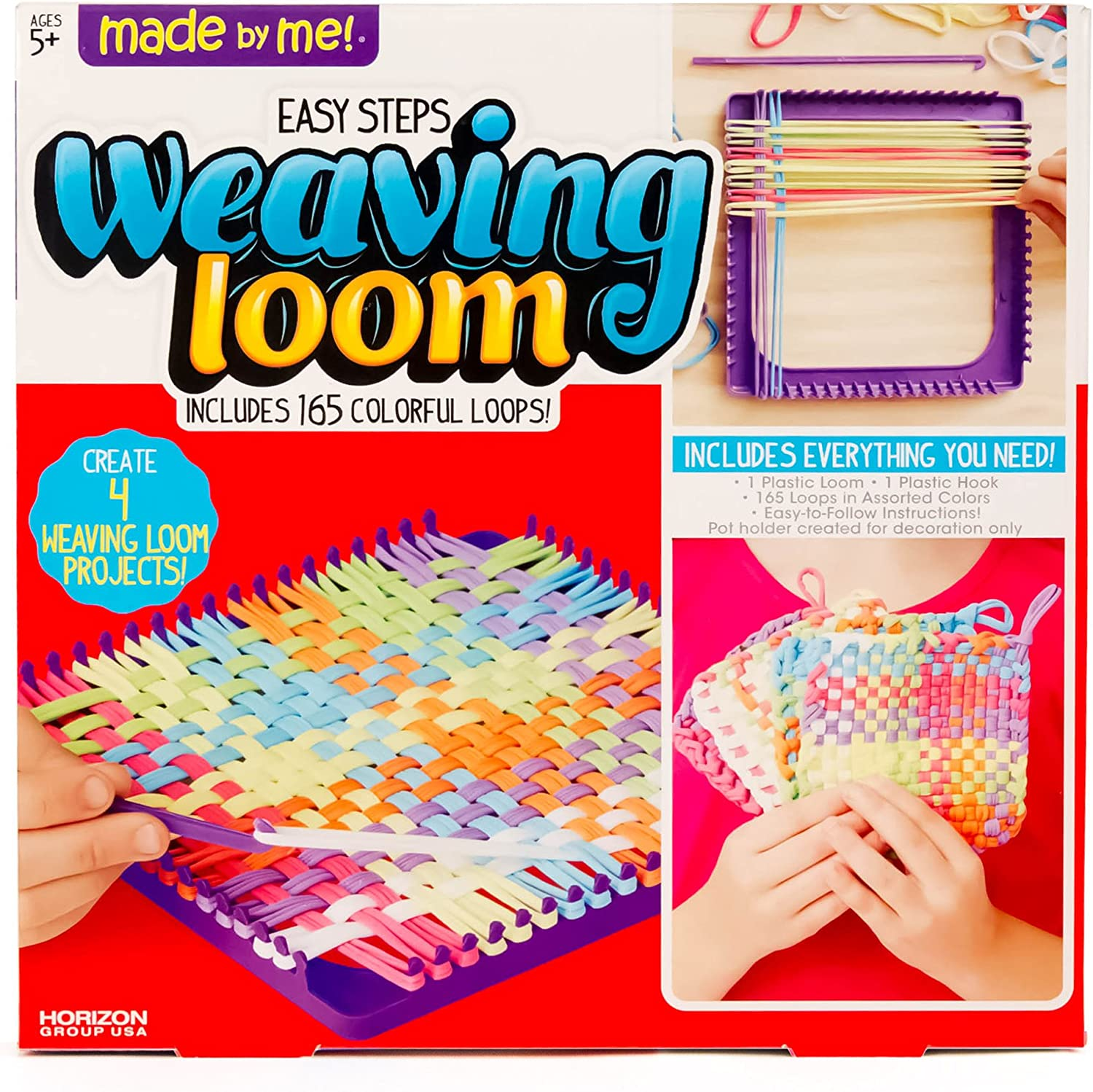 Made by Me 93352 Ultimate Weaving Loom by Horizon Group USA, Includes over 360 Craft Loops & 1 Weaving Loom (Amazon Exclusive), Multicolor - Weaving Loom