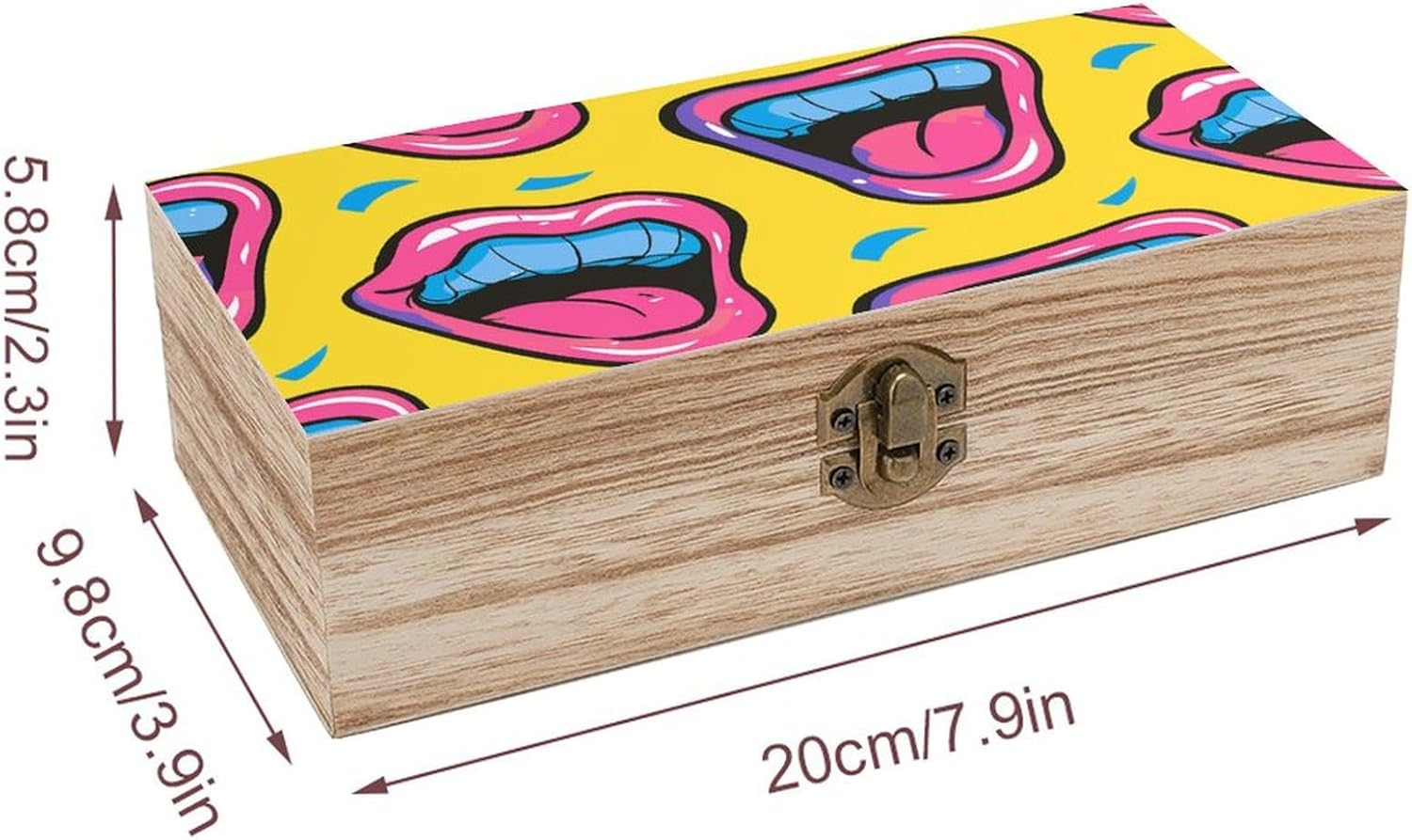 Cartoon Smile Wooden Box Wood Wedding Keepsake Boxes with Lids Small Decorative Boxes Lightweight Wooden Memory Storage Box for Crafts Keepsakes Jewelry Photo Letter Storage image number 4