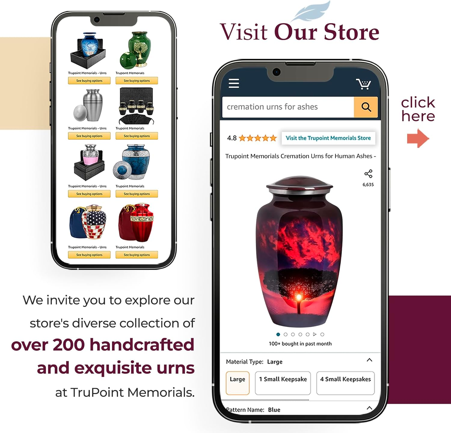 Trupoint Memorials Cremation Urns for Human Ashes, Tree of Life Decorative Burial Urn for Adult Men and Women, Large Red Sunset