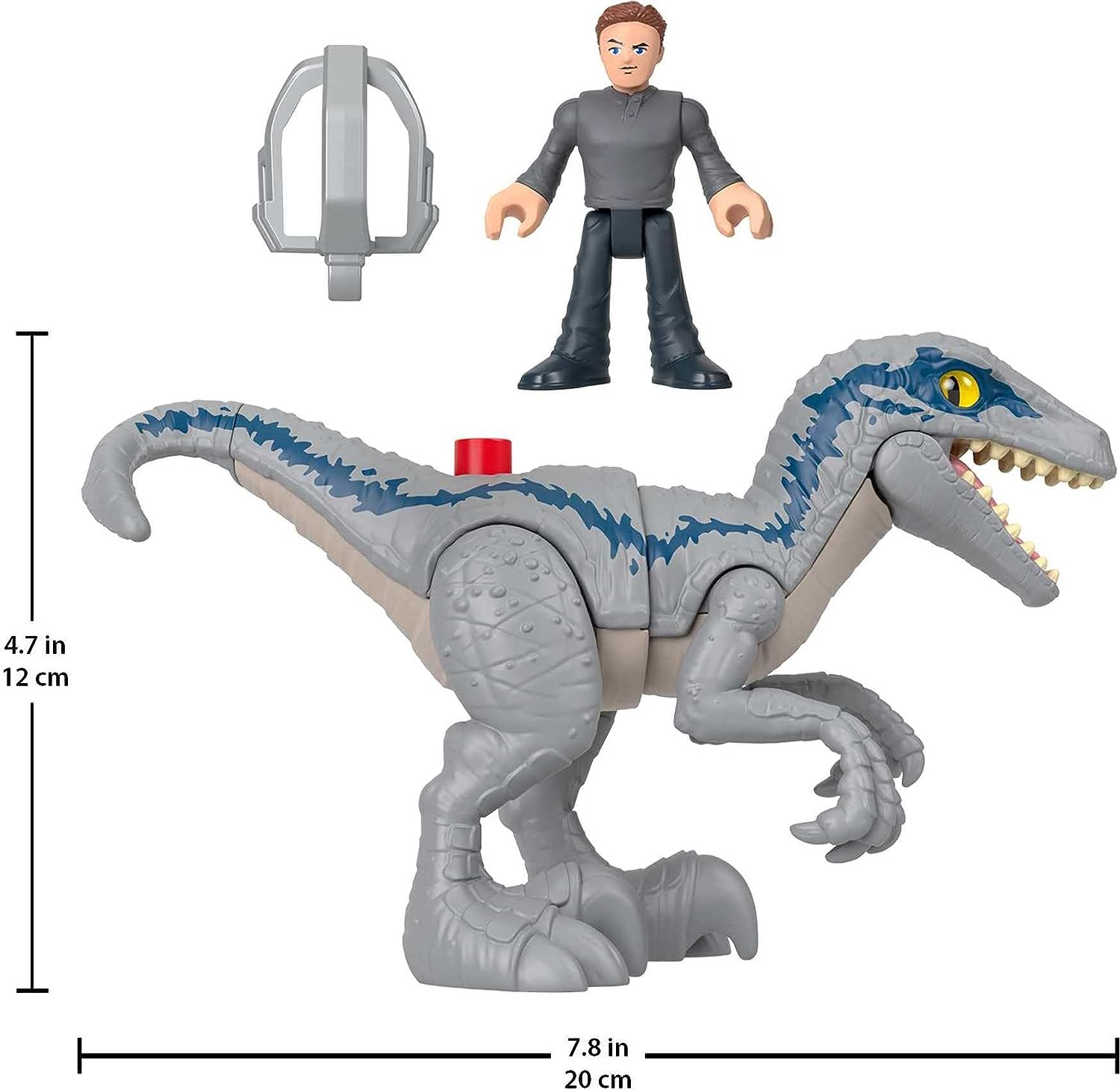 Fisher-Price Imaginext Jurassic World Dominion Dinosaur Toy Set with Blue and Owen Grady for Preschool Pretend Play, Breakout Blue
