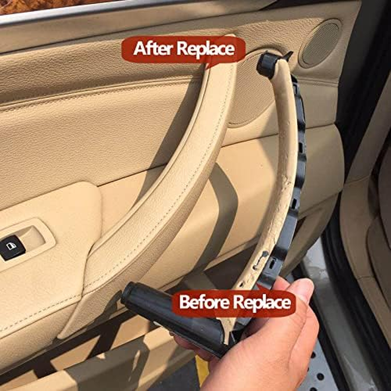 Inner Door Pull Handle, Inner Door Trim Grab Cover, Door Armrest Bracket for BMW X5 X6 E70 E71 Replaces OE# 51416969403 (Leather Cover NOT Inculded) (Left Side, Beige) image number 6