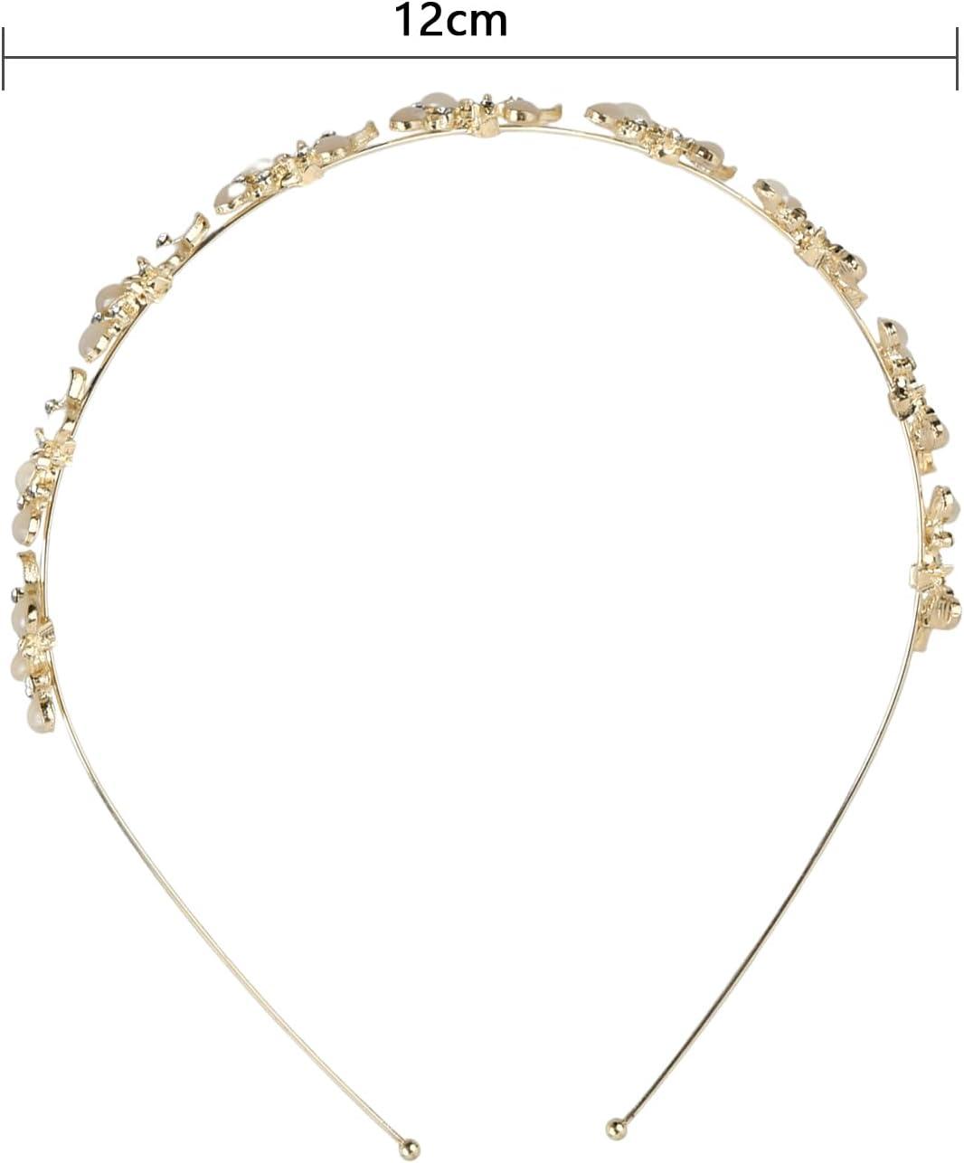 Wisebom 1 Piece Bridal Wedding Headband Light Gold Wedding Hair Band Elegant Bridal Headband with Rhinestone Communion Confirmation Hair Accessories for Birthday Anniversary Valentine'S Day Golden image number 4