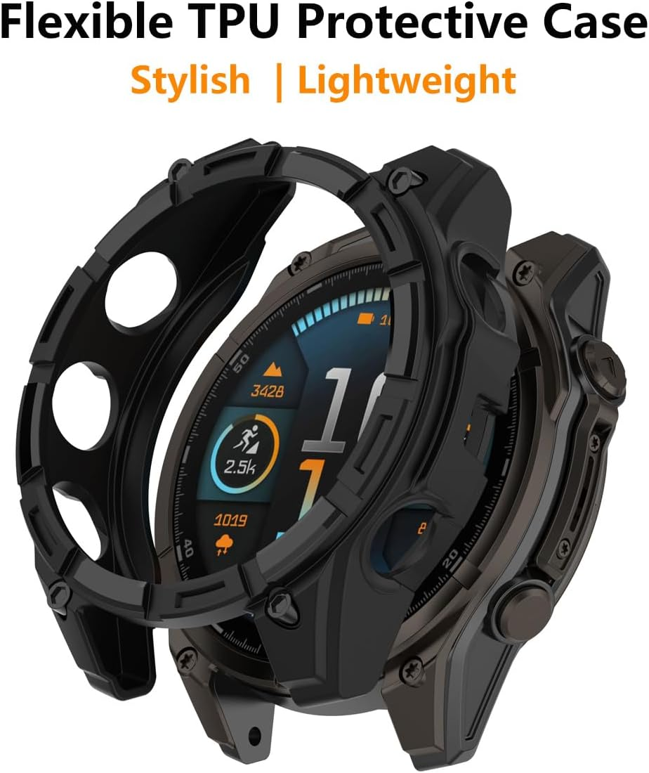 HOMTERN Case for Garmin Fenix 8 47MM AMOLED or Solar Sapphire,Flexible Silicone Armor Cover Shell Shockproof Scratch-Proof Drop-Proof Protector Case (47Mm Solar) image number 5