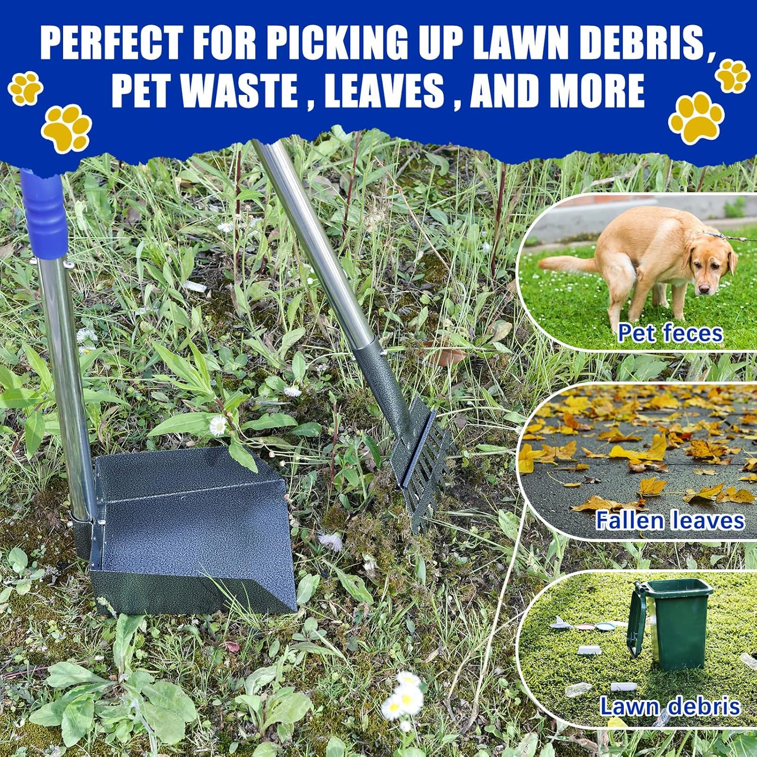 Long Handle Pooper Scooper,Pet Pooper Scoope Set,Pooper Scooper Tool,Poop Scoop Set,Dog Pooper Scooper Set,Pet Waster Scooper for Pet Waste Removal on Grass Dirt and Gravel image number 4