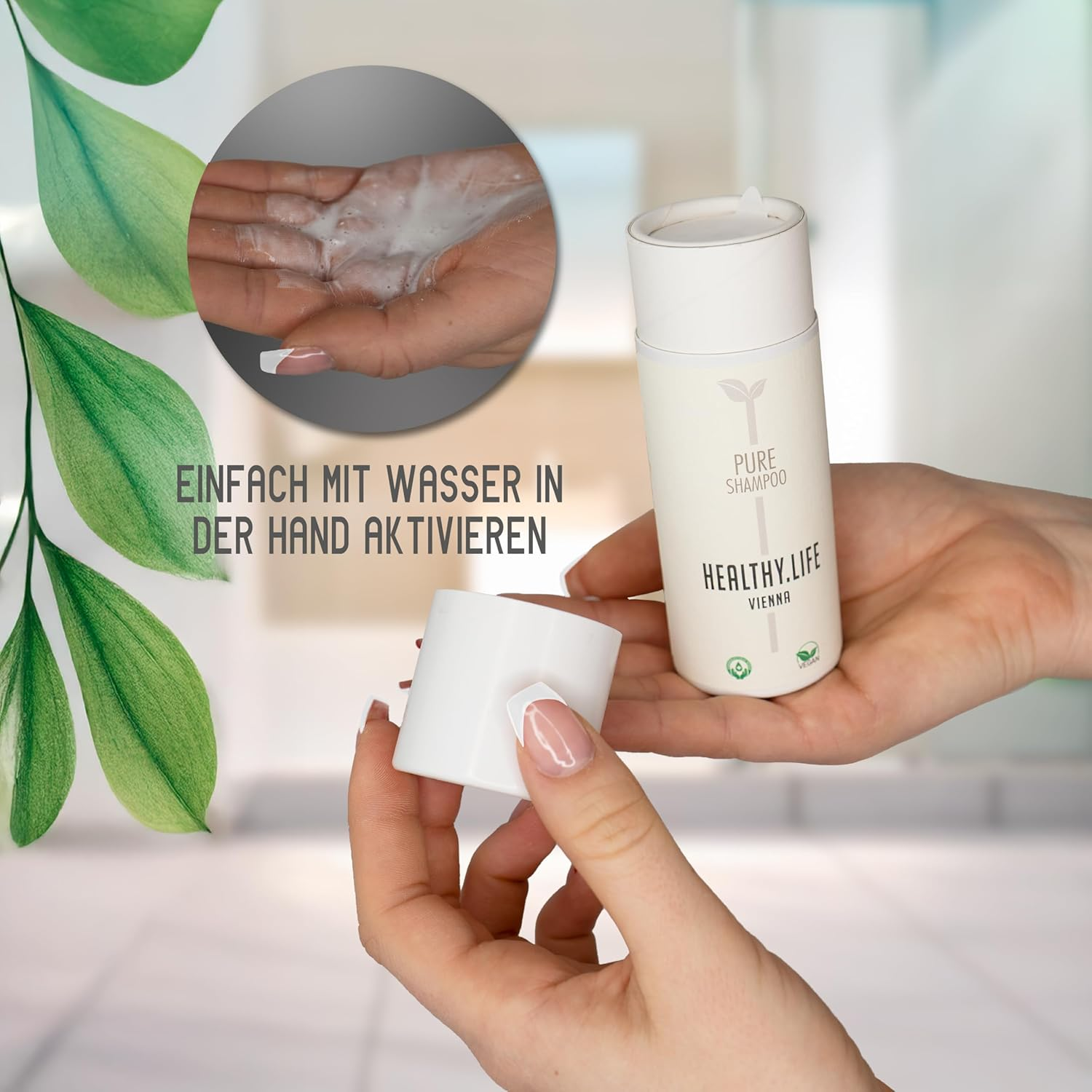 HLV - Powder Shampoo - Foam Shampoo for All Hair Types - Mild Cleansing with Cornflower Extract, Vegan, Derma Tested, Anhydrous, No Preservatives, Anti-Inflammatory & Antibacterial (40 G) image number 5