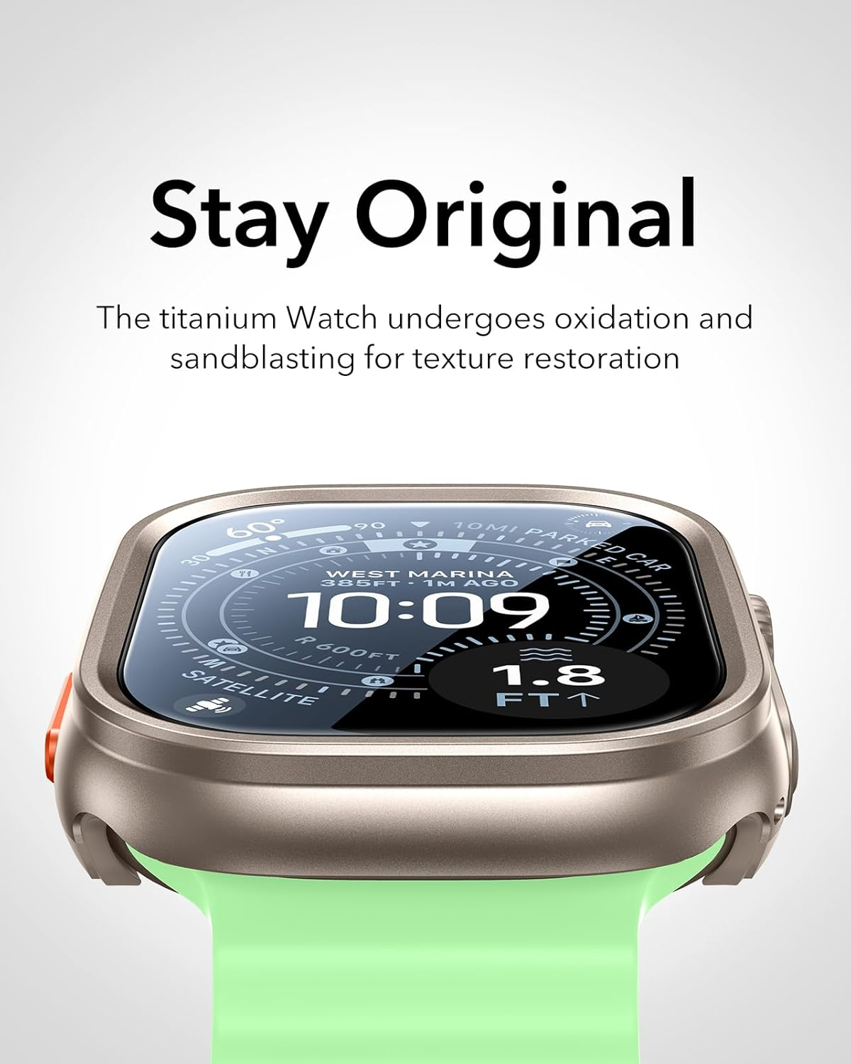 ESR for Apple Watch Ultra 3/2/1 Case with Screen Protector 49Mm (2025/2024/2023/2022), Military Grade Protection, Aluminum Alloy Case with 2 Pack Armorite Glass Protector Set, Stay Original, Titanium - Black image number 2