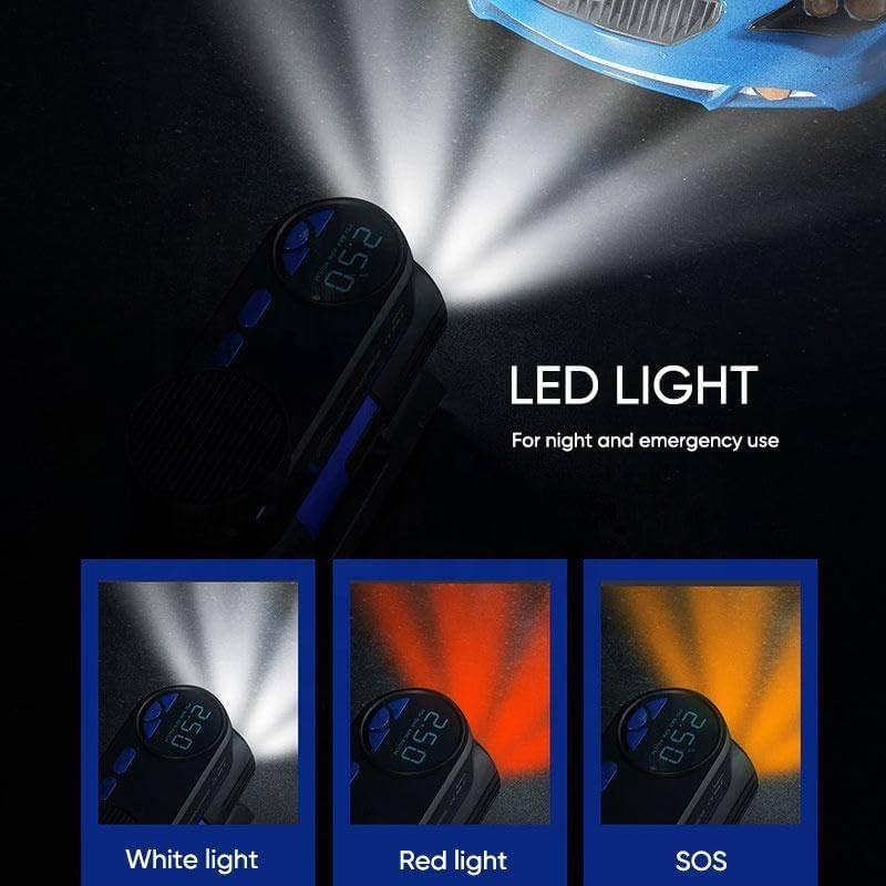 Tyre Inflator Portable Air Compressor 12V Auto Digital Air Pump for Car Tire, 150PSI DC 12V Auto Shut off Tire Pump W/Pressure Gauge Car Bike Balls Pump LED Light LCD Digital Display Fast Inflator image number 4