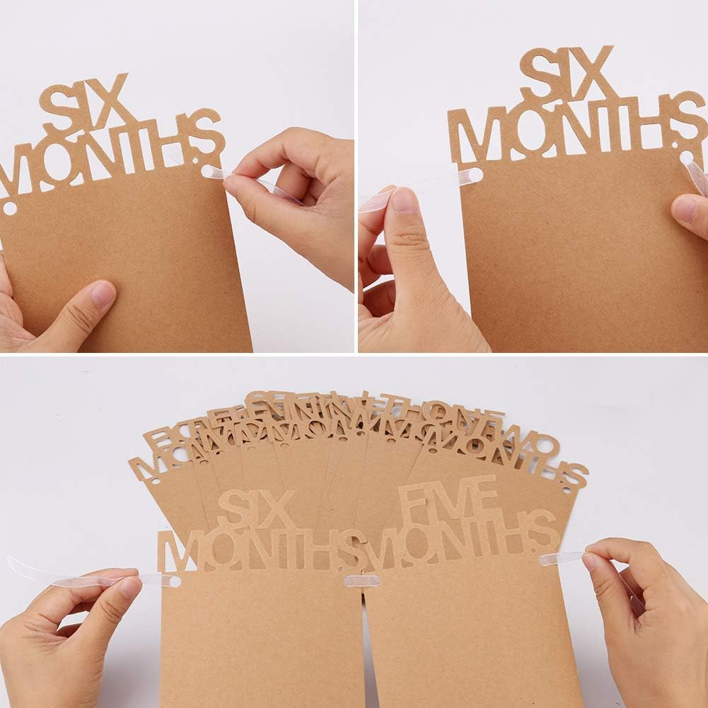 Birthday Photo Banner,1St Birthday Baby Photo Banner for Newborn to 12 Months,First Birthday Banner, Birthday Baby Photo Banner for Newborn to 12 Months for Baby First Birthday Party Decoration (Cowhide)