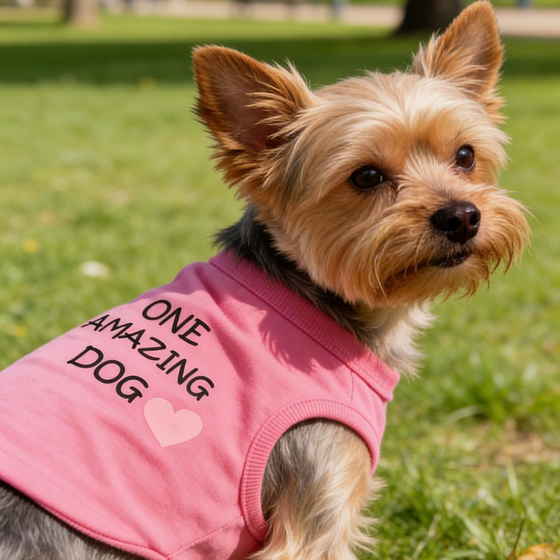 One Amazing Dog Print Cotton Doggy Vest, Funny Wording Girl Dog Shirts, Hot Pink Tank Top Clothes for Dogs Cats Puppies (Neck Girth 12.99'') image number 1