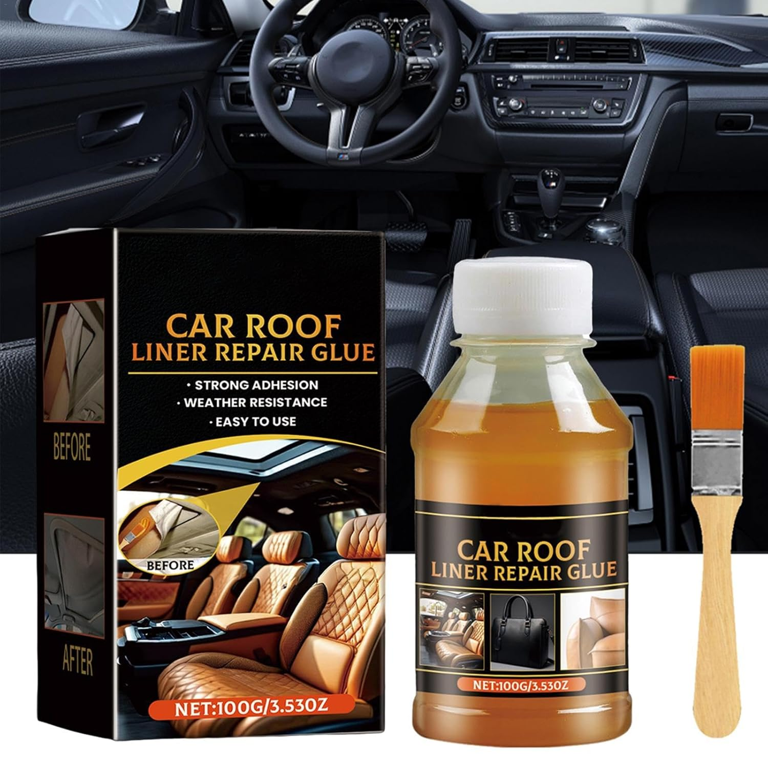 Car Ceiling Repair Adhesive | Automotive Adhesion Promoter - 100G Instant Strong Bonding Automotive Adhesion Promoter Leather Liquid Fabric Glue for Fabric Seats, Auto Headliner Repairing image number 6