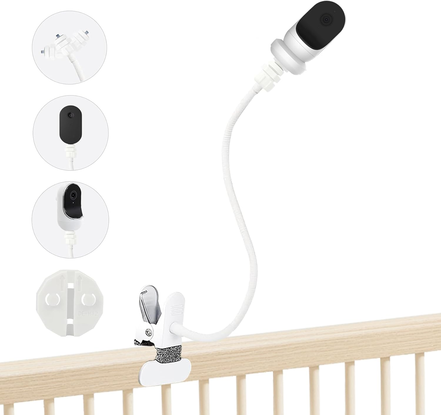 JAMYOK Baby Monitor Mount Holder Compatible with BOIFUN Baby 2S/5S/6T, Iegeek &lrm;Baby 1T, DEATTI BM101-M, 16 Inches Flexible Clip Clamp Mount without Tools or Wall Damage