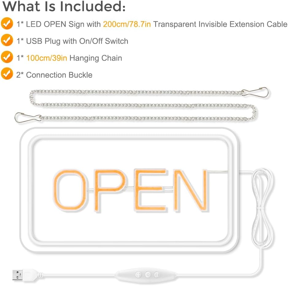 LED Neon Open Sign, 16"X 9"New Electric Signs, Ultra Bright for Busines Signs, Electric Light up Signs for Bars, Stores, Coffee Shop, Hotel Etc. image number 6