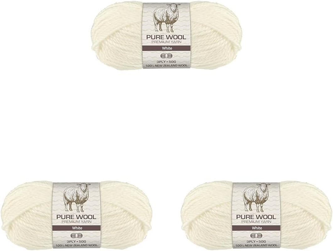 3-Ply Pure Wool 50 G, White image number 2
