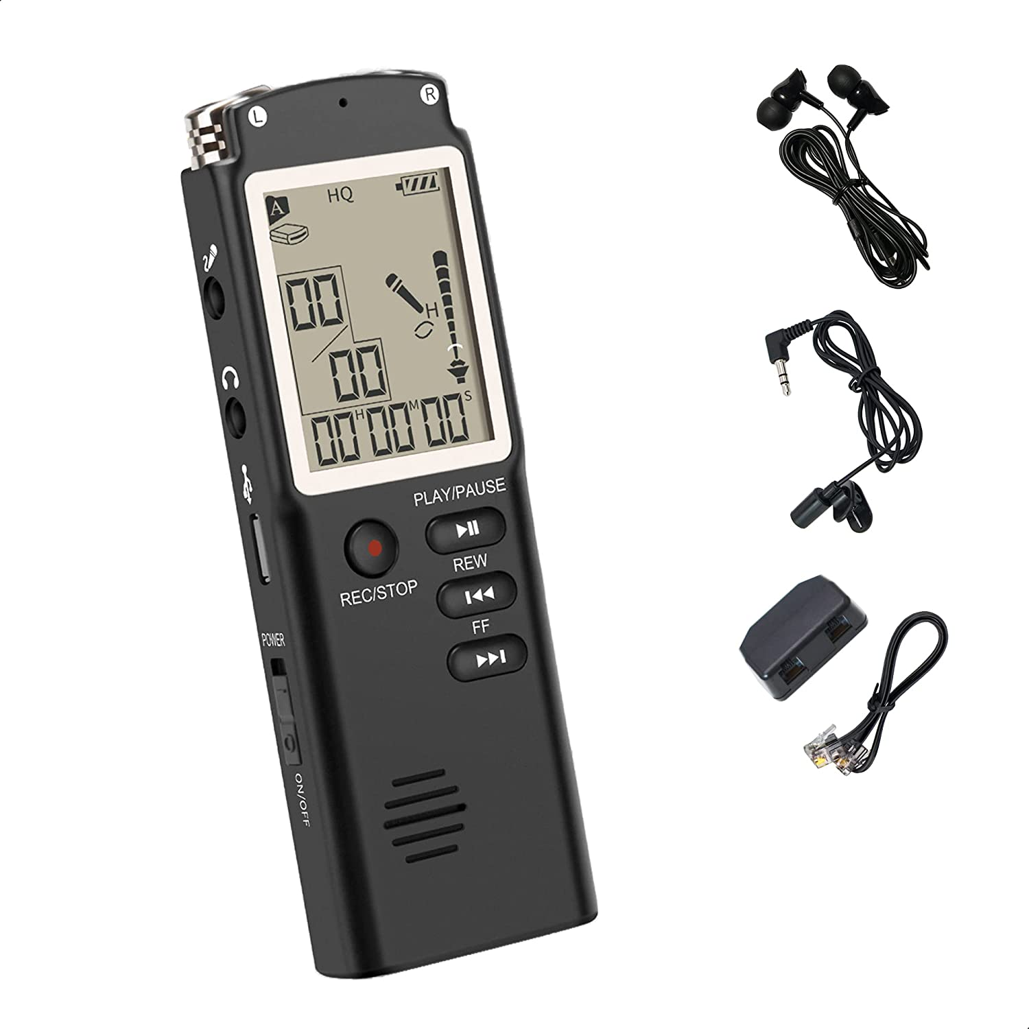32GB Digital Voice Recorder Noise Cancelling Audio Recorder with Playback, Large LCD Screen and Built-In Speaker, Digital Tape Recorder for Meetings, Lectures, Interviews