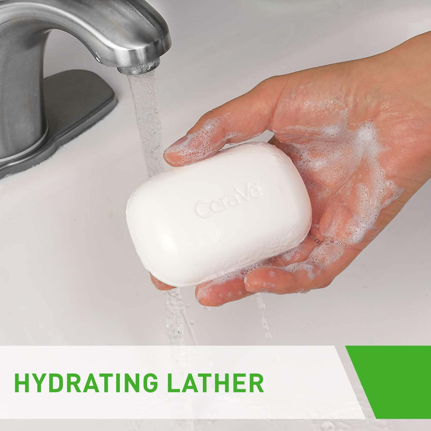 Cerave Hydrating Cleanser Bar | Soap-Free Body and Facial Cleanser with 5% Moisturizing Cream | Fragrance-Free |3-Pack, 4.5 Ounce Each image number 6