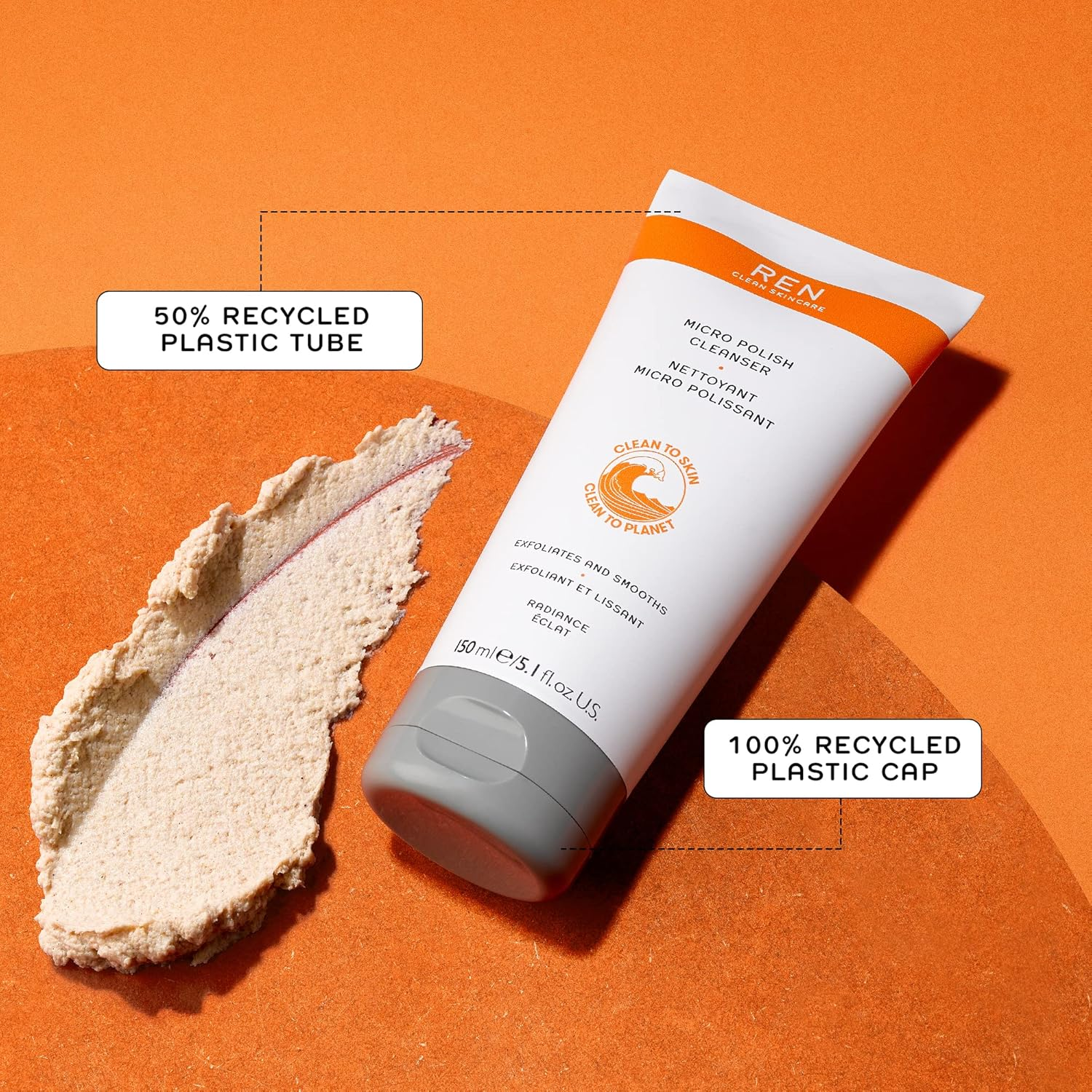 REN Clean Skincare Radiance Micro Polish Cleanser, 150 Ml image number 5