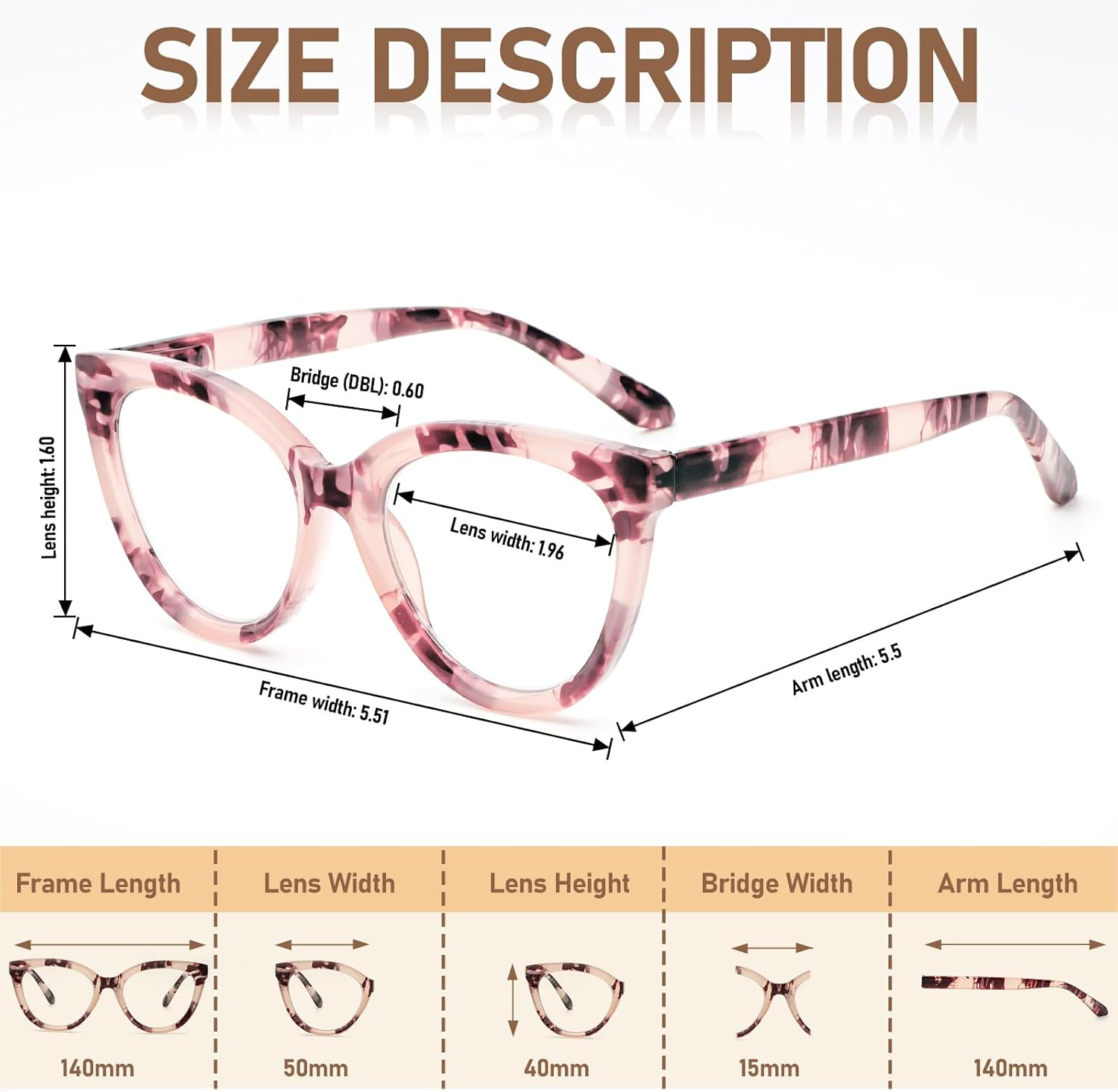 REAVEE 4 Pack Fashion Oversized Cat Eye Reading Glasses for Women, Large Cute Blue Light Blocking Readers Spring Hinge - 1.5 X, Black/Leopard/Grey Leopard/Clear Leopard image number 5