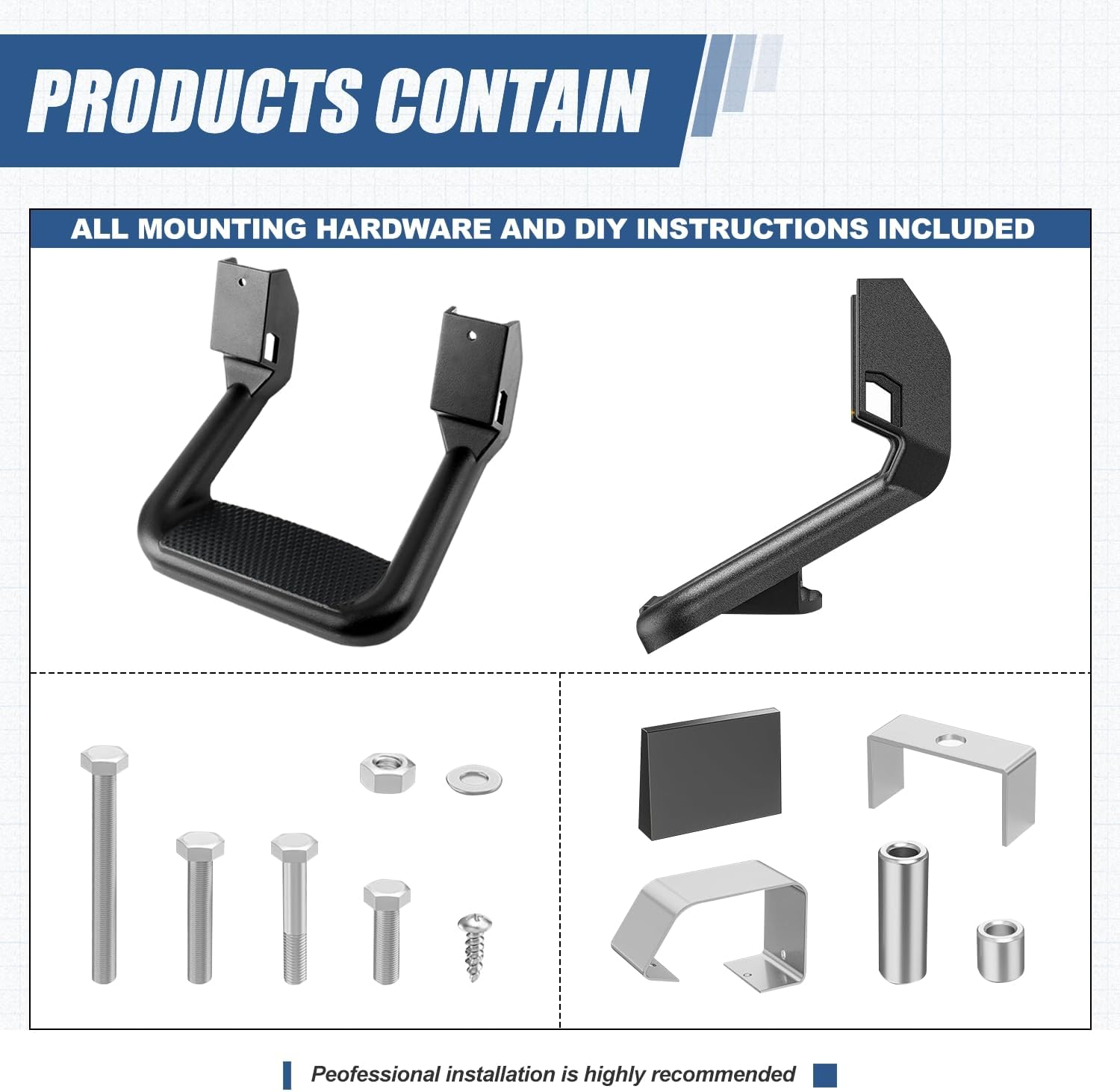 Auto Dynasty Universal Side Step for Pickups & Trucks, Aluminum, Black Coated, Set of 2 - Black image number 4