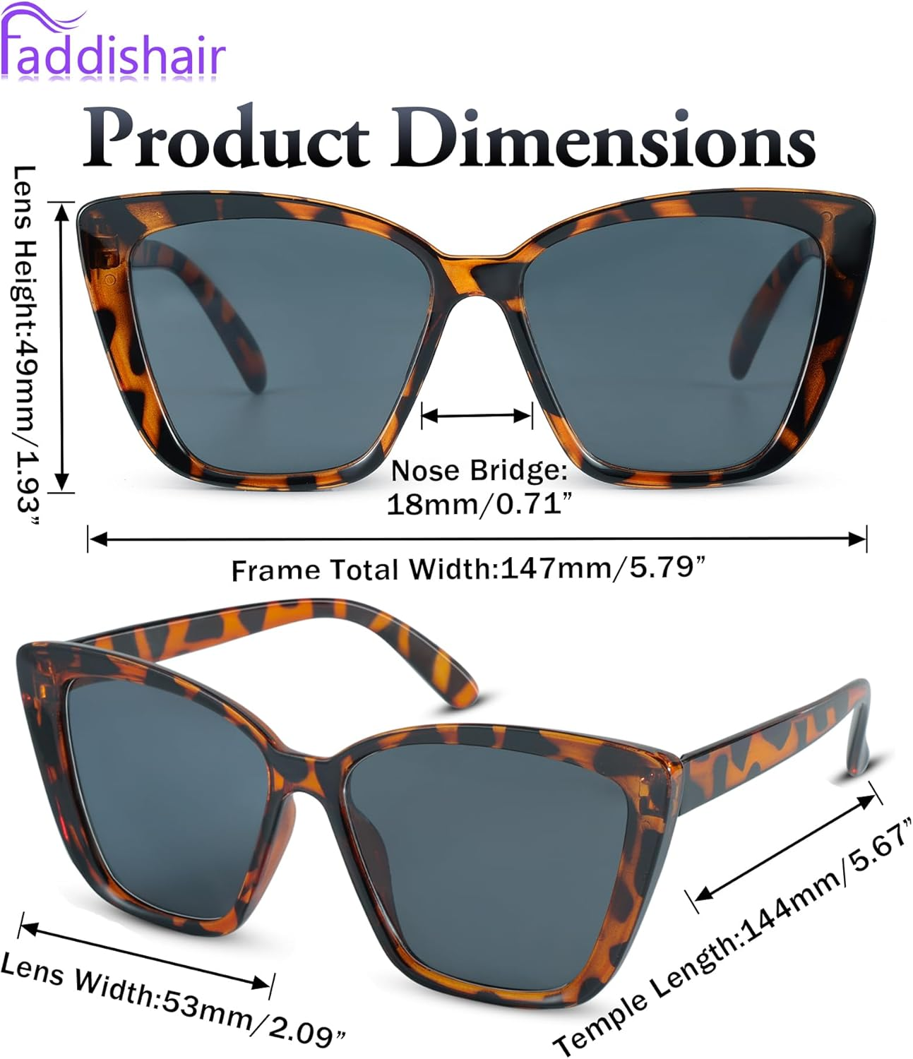 Faddishair Trendy Sunglasses for Men Rectangle Vintage Brown Large Polarized Aviator Sunglasses for Women Running Sports image number 2