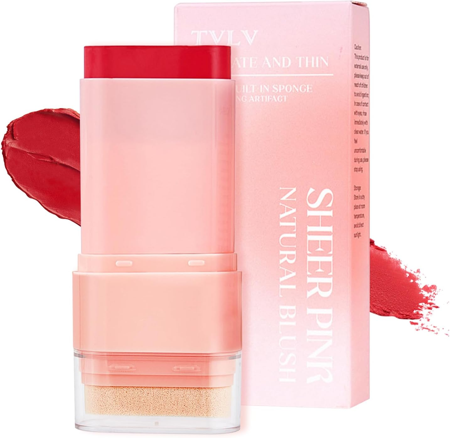 Blush Stick Makeup for Cheeks Matte Finish with Built-In Blending Sponge, Multi-Use Hydrating Tinted Solid Moisture Cream Face Blush Stick Cheek Tint Tinted Moisture Makeup Sticks for All Skin (#06)