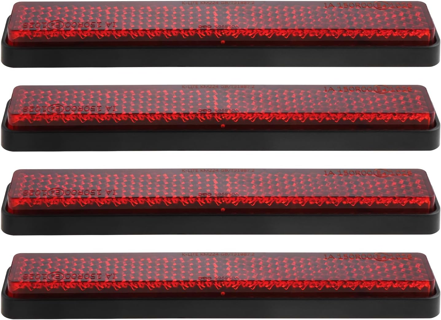 Emagtech 4Pcs Motorcycle Mini Reflector Cat'S Eye E-Mark 108X18X9 Mm Red Rear Reflector Self-Adhesive for ATV Motorcycle Bicycle image number 4