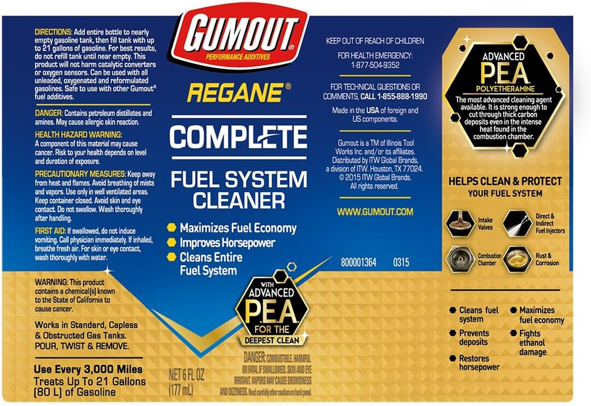 Gumout 800001364 Regane Complete Fuel System Cleaner - 6 Oz. image number 2
