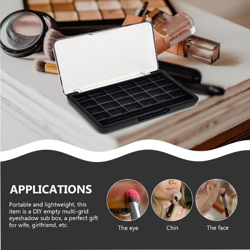 24 Grids Empty Makeup Palette Case, 4Pack 24 Grids Empty Eye Shadow Box,Empty Makeup Lipstick Cosmetics Blusher Palette Case,Plastic Travel Containers for Eye Shadow, Lipstick, Blusher image number 4
