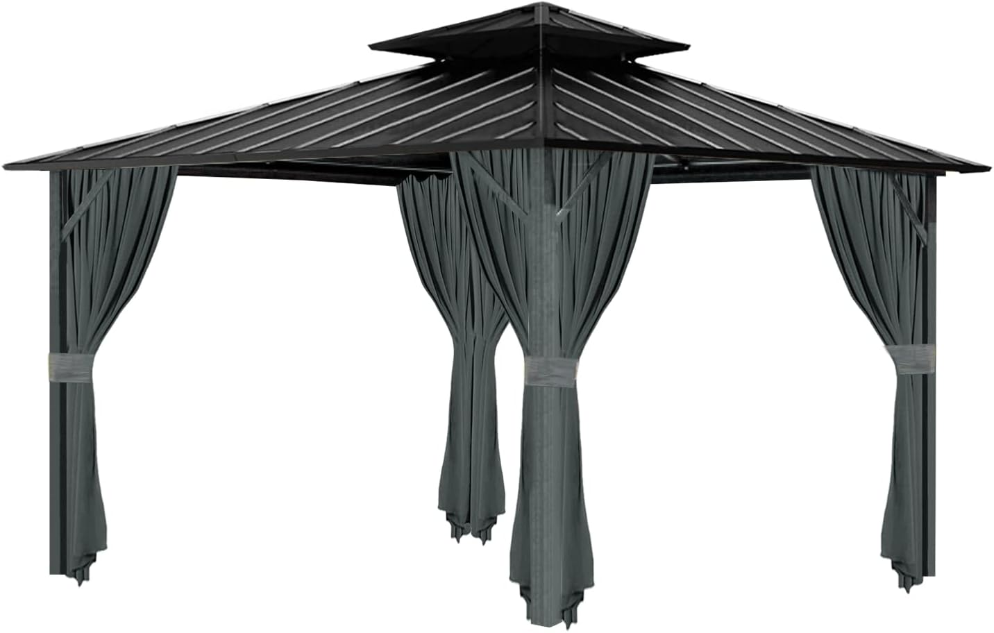 Gazebo Universal Replacement Privacy Curtain, 10'X12' Gazebo Curtains Outdoor Waterproof, 4-Panels Sidewall Curtains with Zipper for Patio, Garden and Backyard (Only Curtains, 10'X12', Grey) image number 5