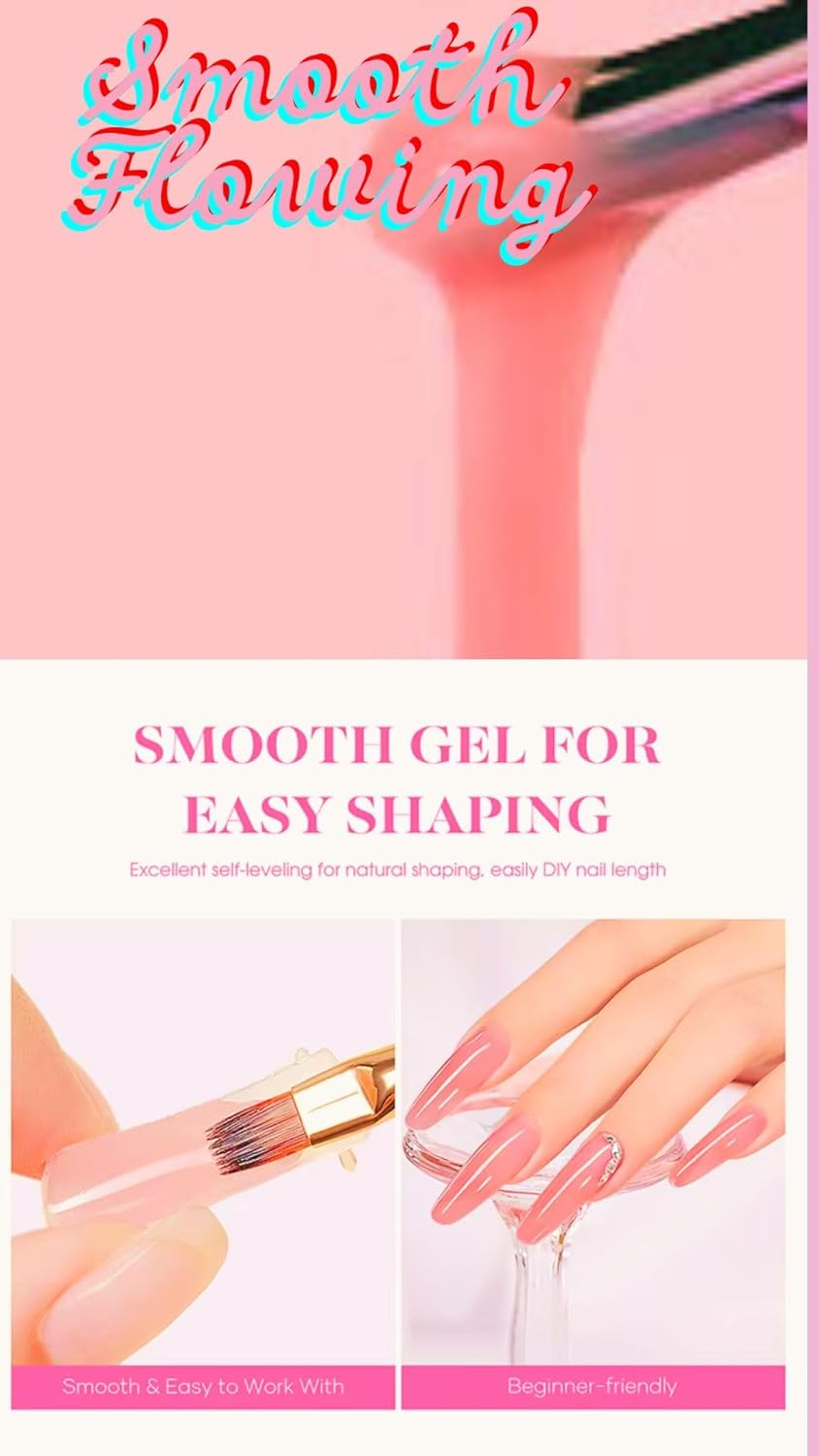 Quick.Simple.Easy SEQ Poly Extension Gel BLOSSOM Nail Enhancement Gel for Beginner & Professional Nail Art Salon, Nail Building Strengthening Gel, French Manicure, Trendy Nail Art Design GIFT BAG image number 1