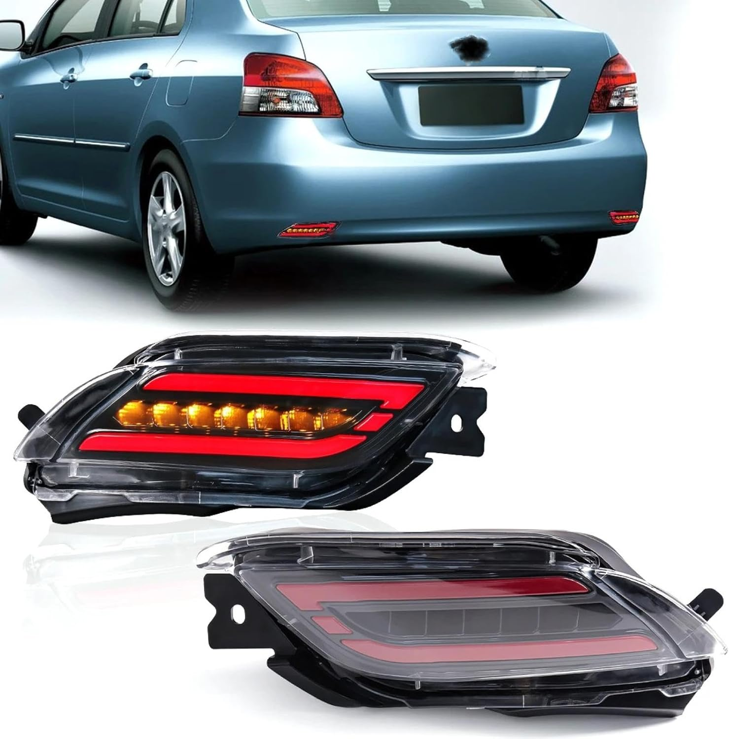 Car Fog Lights LED Rear Bumper Reflector Light for Vios 2008 2009 2010 2011 2012 2013 Start-Up Animation Lamps 12V image number 5