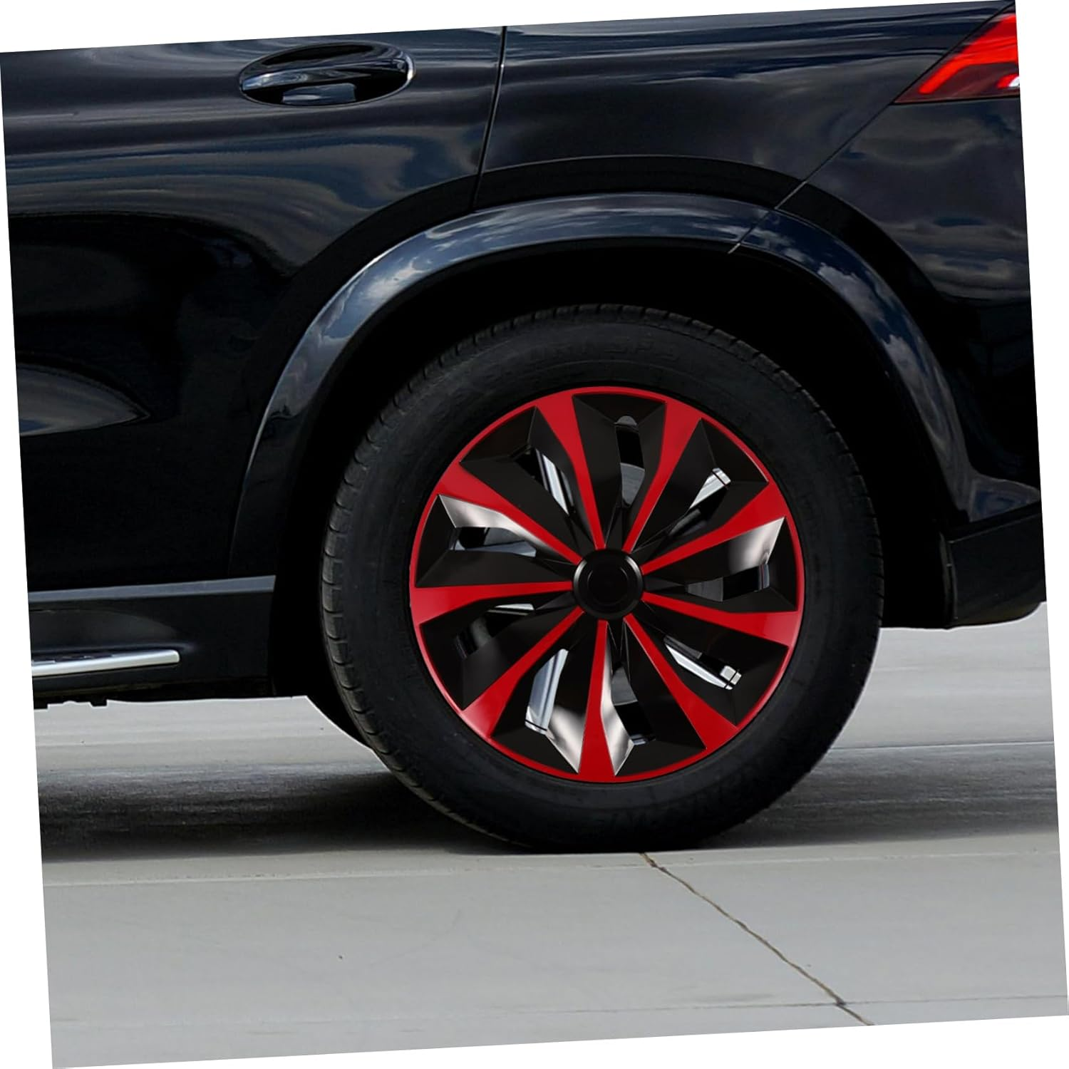 FELTECHELECTR Automotive Car Hubcap 14-Inch Rim Covers Red Black Replacement Hubcaps for Cars Universal Wheel Cover Decorative Hub Caps Suitable for Passenger Vehicles image number 1
