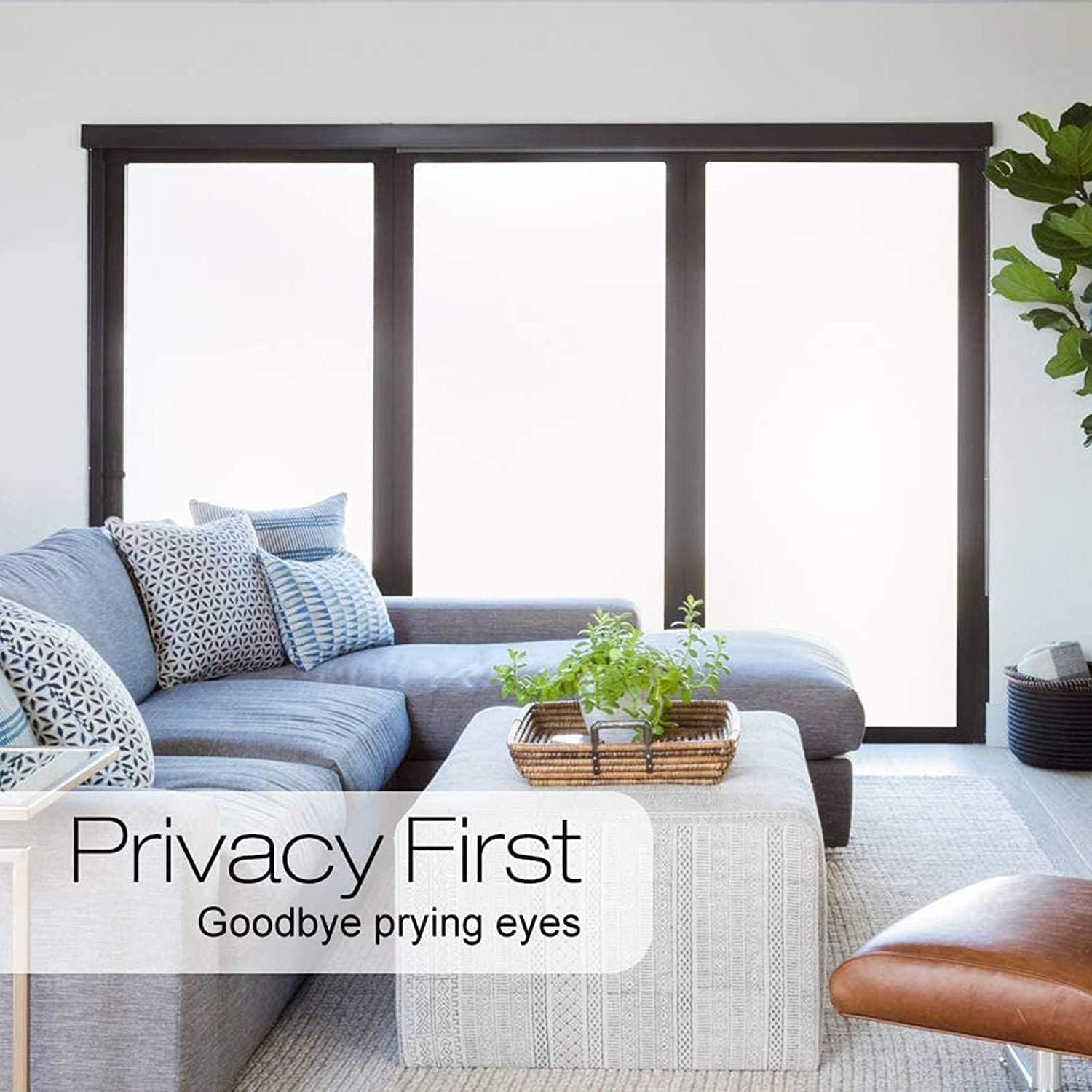 ROROUP Privacy Window Film, Frosted Glass Film Matte Static Cling Non Adhesive, Opaque Heat Control No Glue Anti-Uv Window Sticker for Bathroom Home Office Living Room (60X200Cm) image number 5