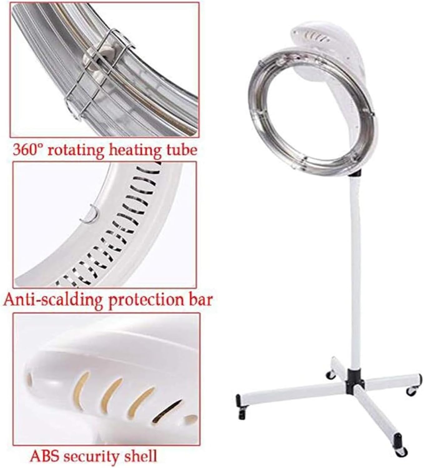 Hair Salon Color Processor, Stand up Styling Hood Hair Dryer with Floor with Wheels, Heating Machine, Professional Equipment for Beauty Salons Hairdressers, Temperatu