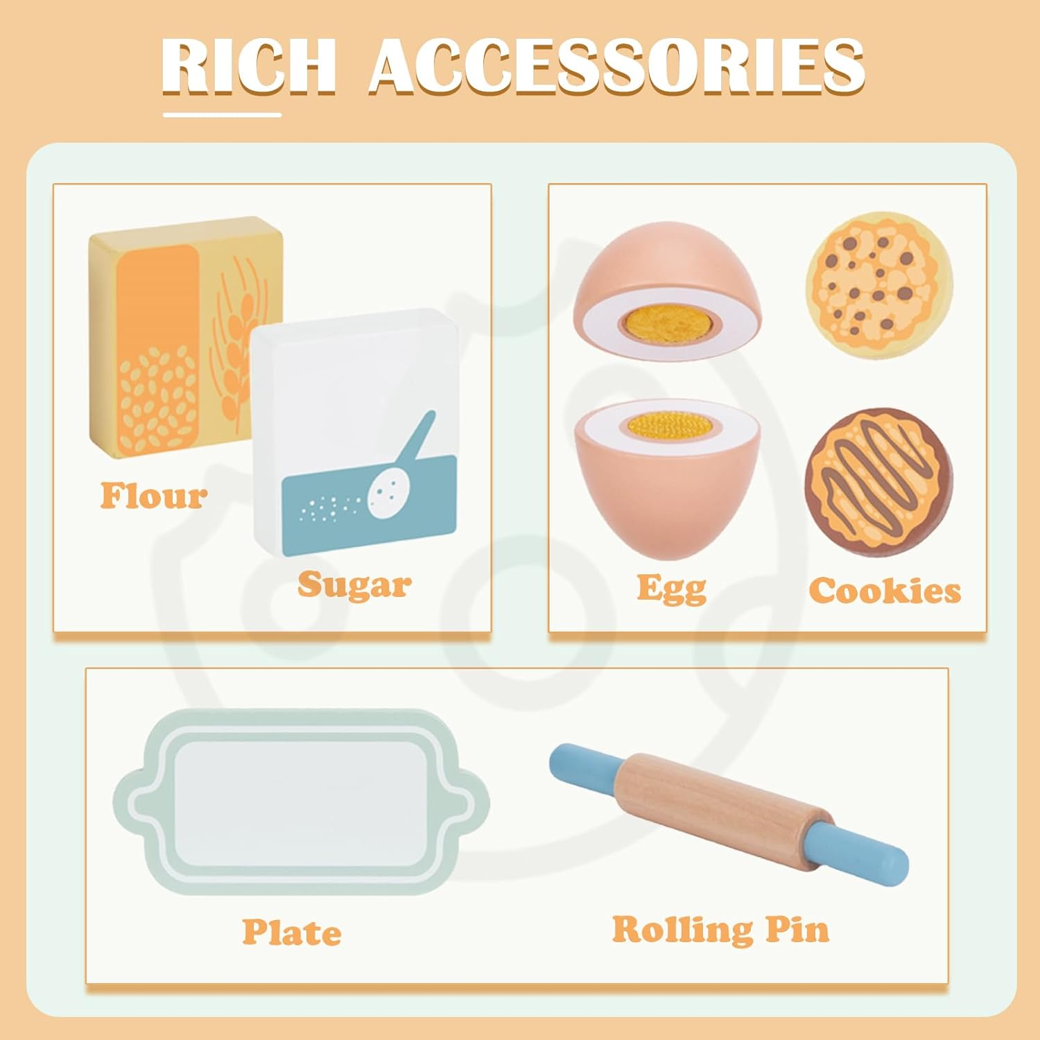 Tooky Toy TJ290 Wooden Baking Mixer Set: Quality Pretend Play Wooden Set for Ages 3+ image number 5